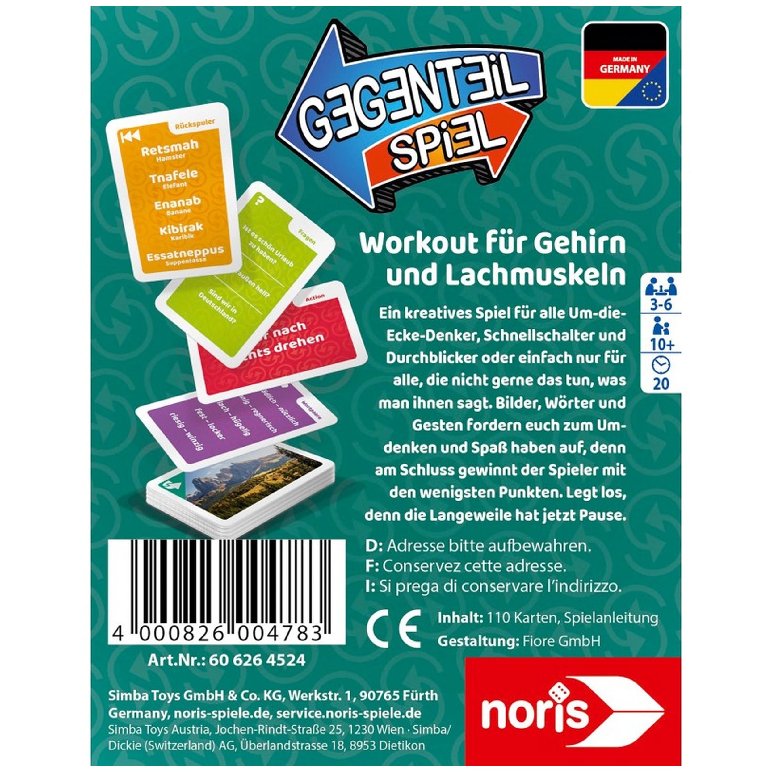 Noris - Gegenteil Kartenspiel - Board Games - German Edition