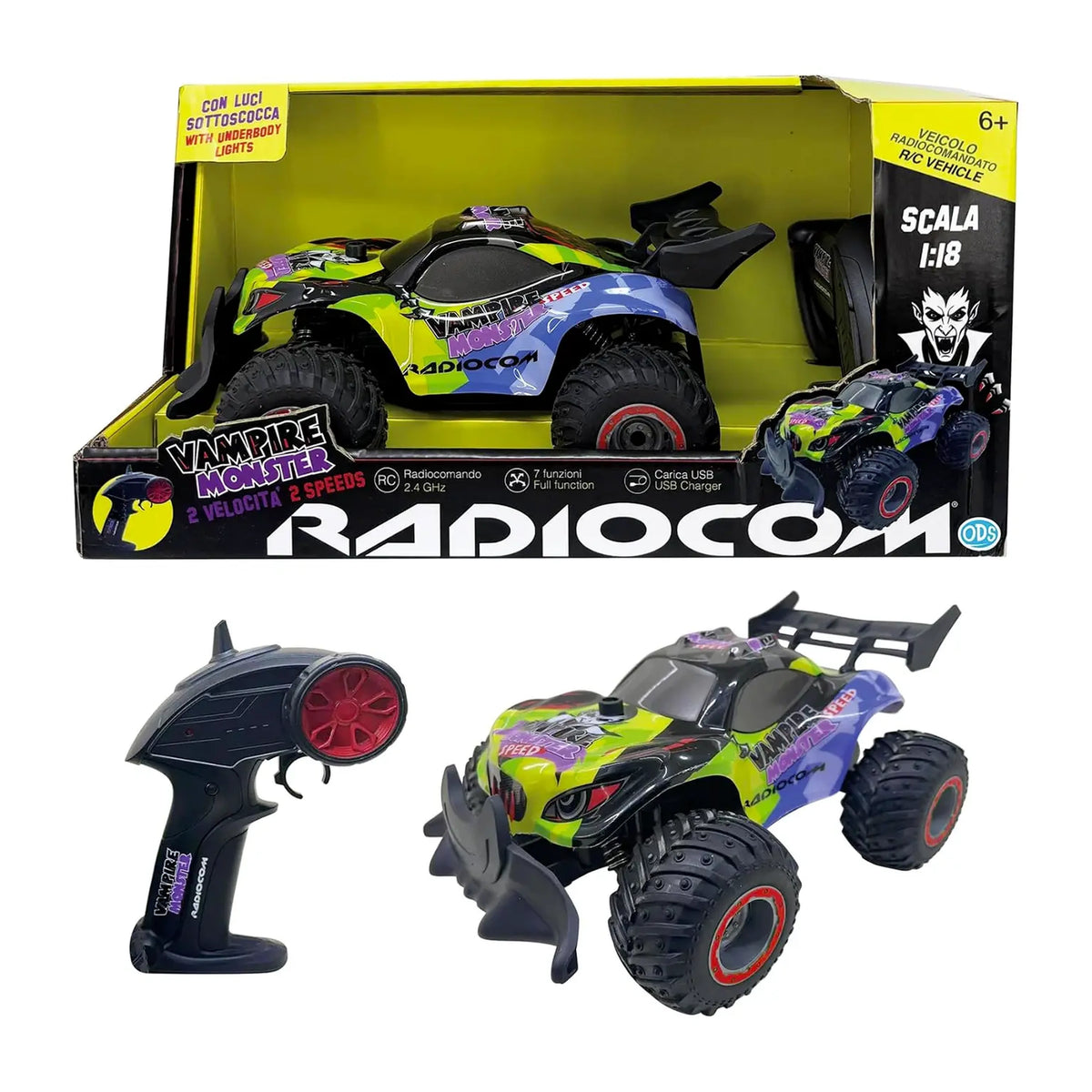 ODS - RC Vampire Monster Radiocom 1:18 Vehículos de Juego