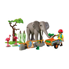 PLAYMOBIL - Elefante con Cuidador - Animales y Amigos - +4 - Juguetes