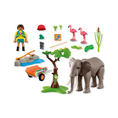 PLAYMOBIL - Elefante con Cuidador - Animales y Amigos - +4 - Juguetes