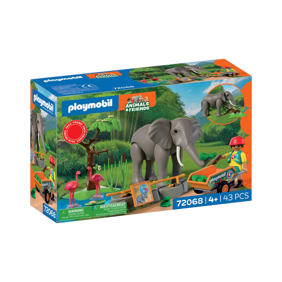 PLAYMOBIL - Elefante con Cuidador - Animales y Amigos - +4 - Juguetes