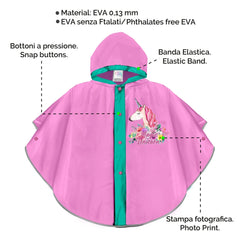 Perletti - Ponchos - Poncho de lluvia Unicornio Mágico - Reflectante - 3-6 Años
