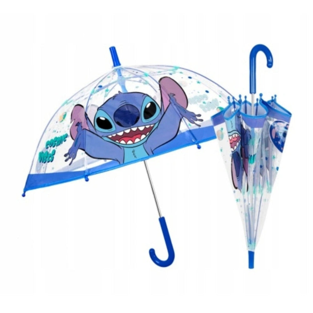 Perletti - Paraguas - Disney Lilo & Stitch Transparente - 3-6 Años - Seguro Manual