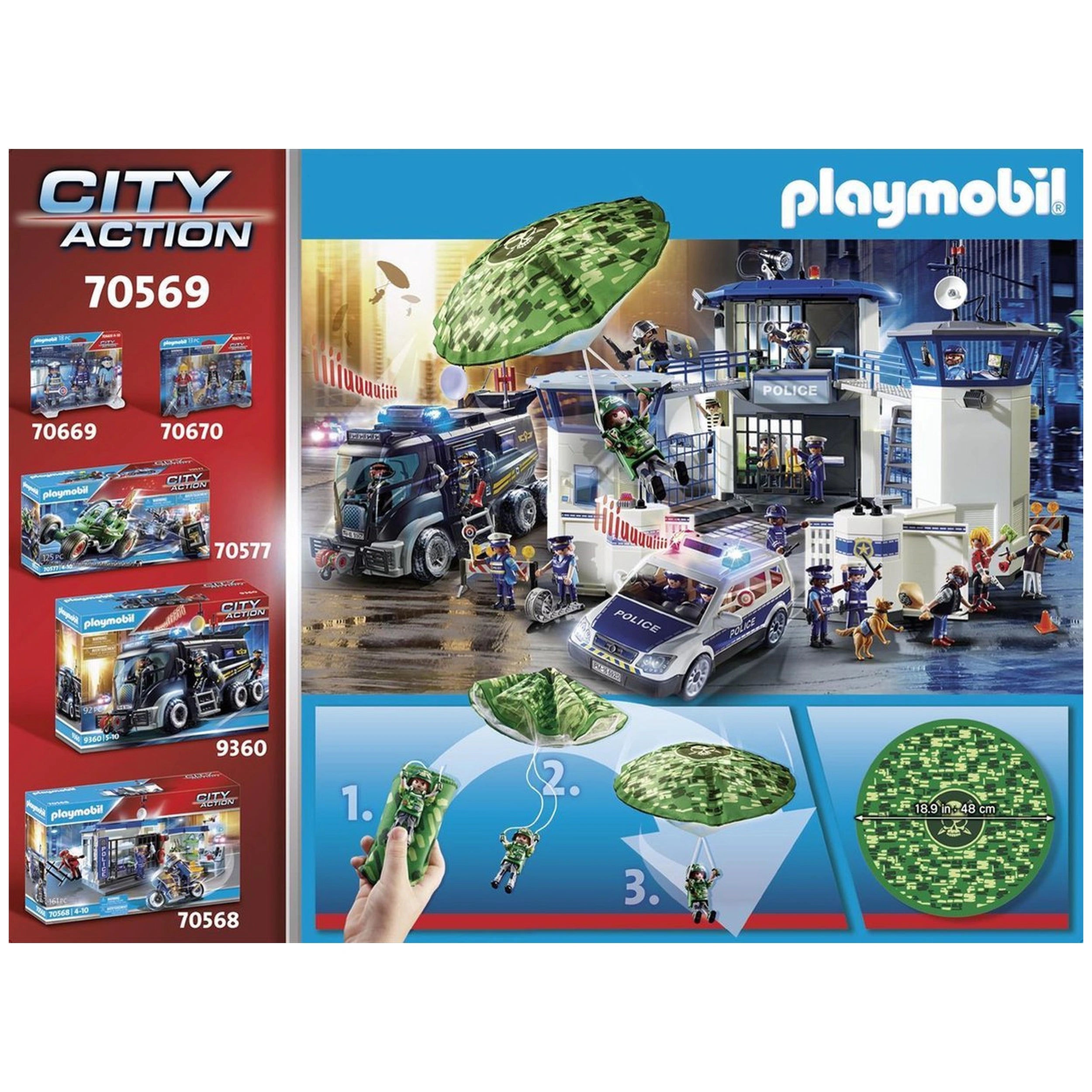 Playmobil City Action Police Helicopter - Parachute Chase - 70569