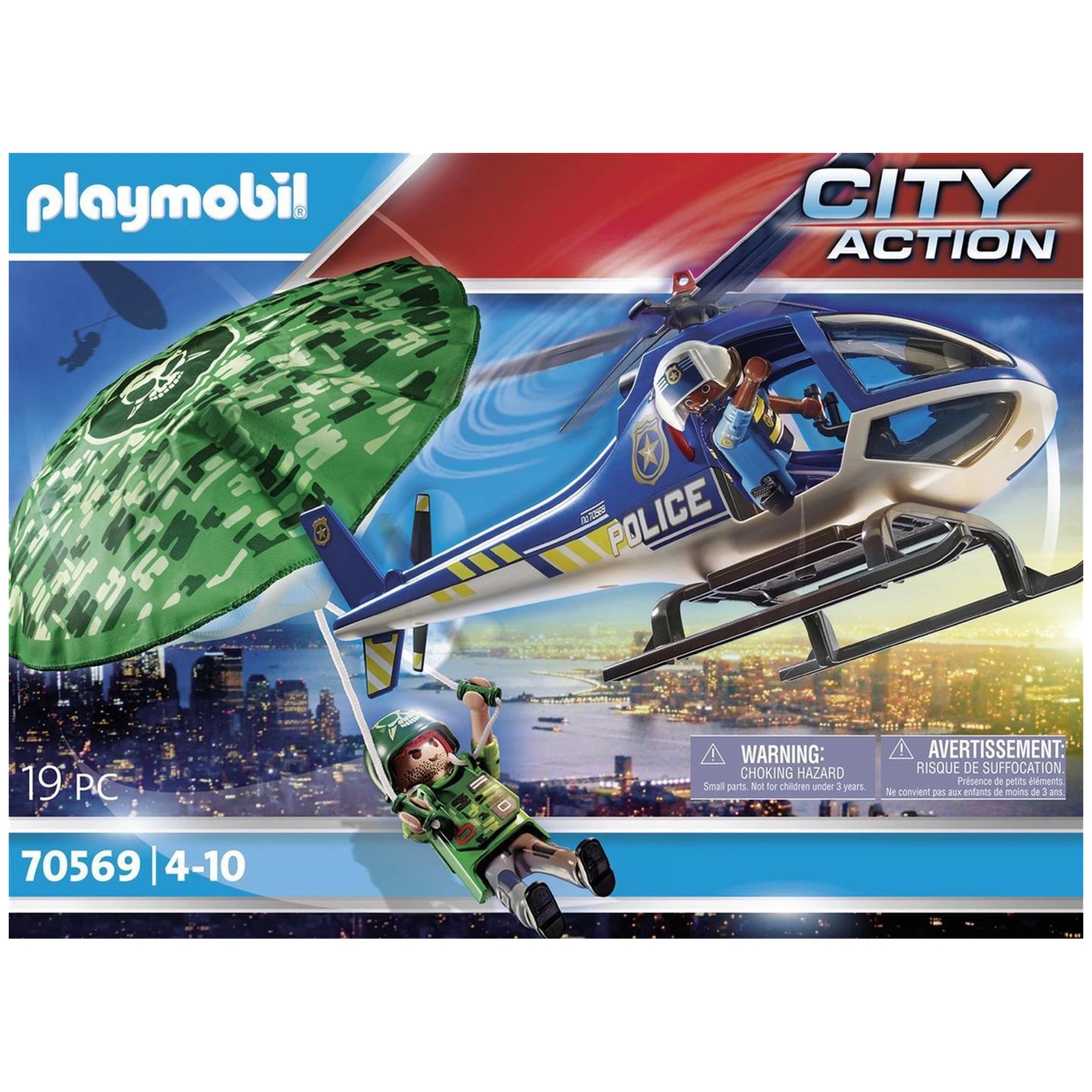 Playmobil City Action Police Helicopter - Parachute Chase - 70569