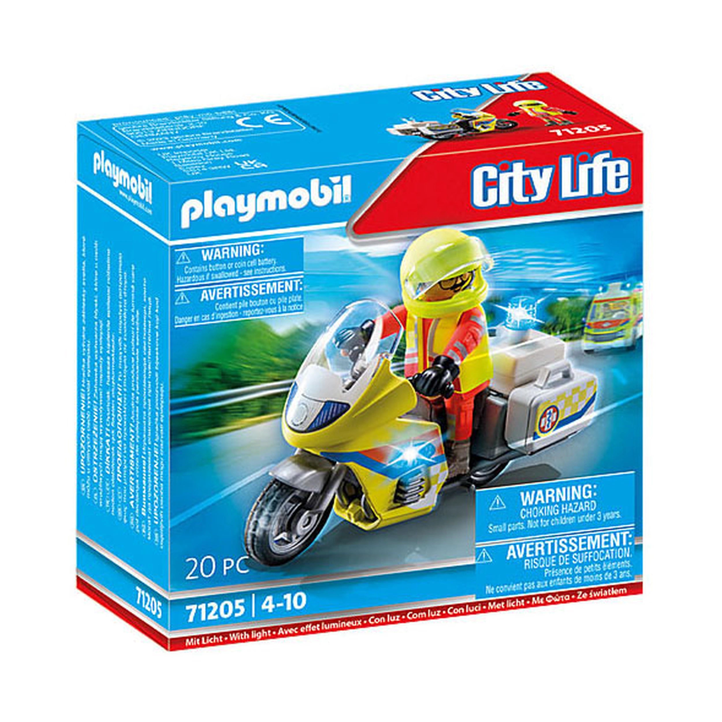 Playmobil City Life Emergency Motorcycle With Flashing Light - 71205