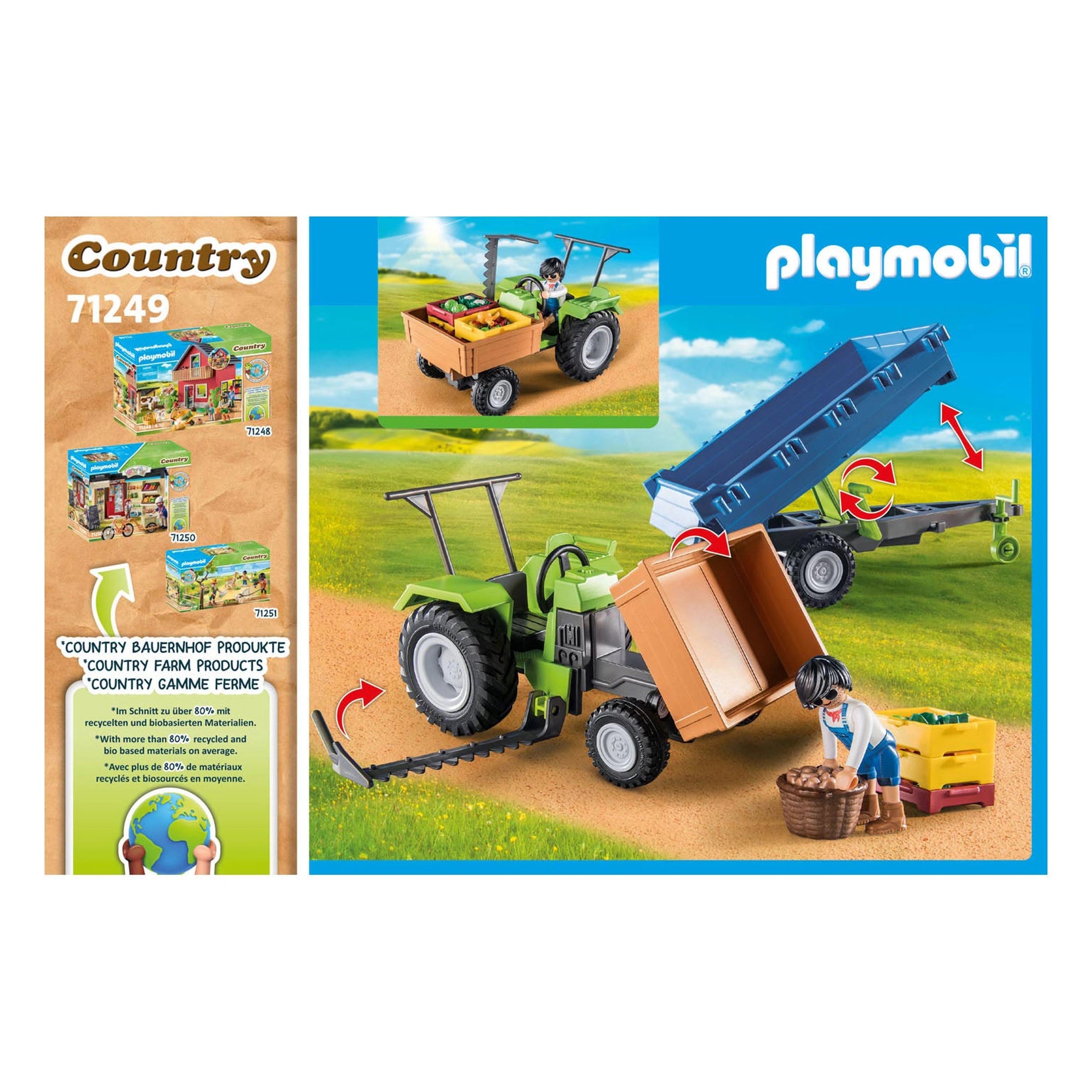 Playmobil Country Tractor With Trailer - 71249