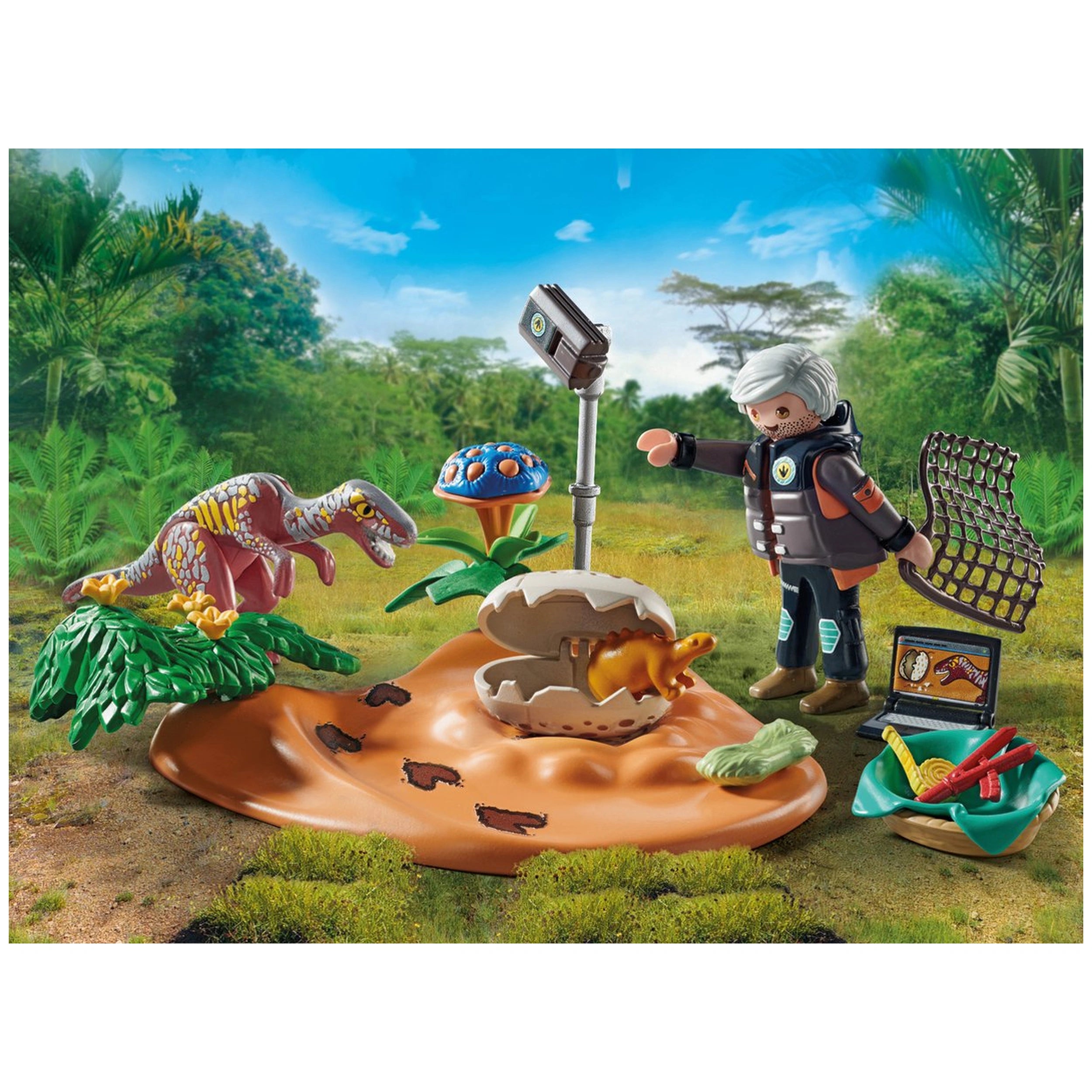 Playmobil Dinos Stegosaurus Nest With Egg Thief - 71526