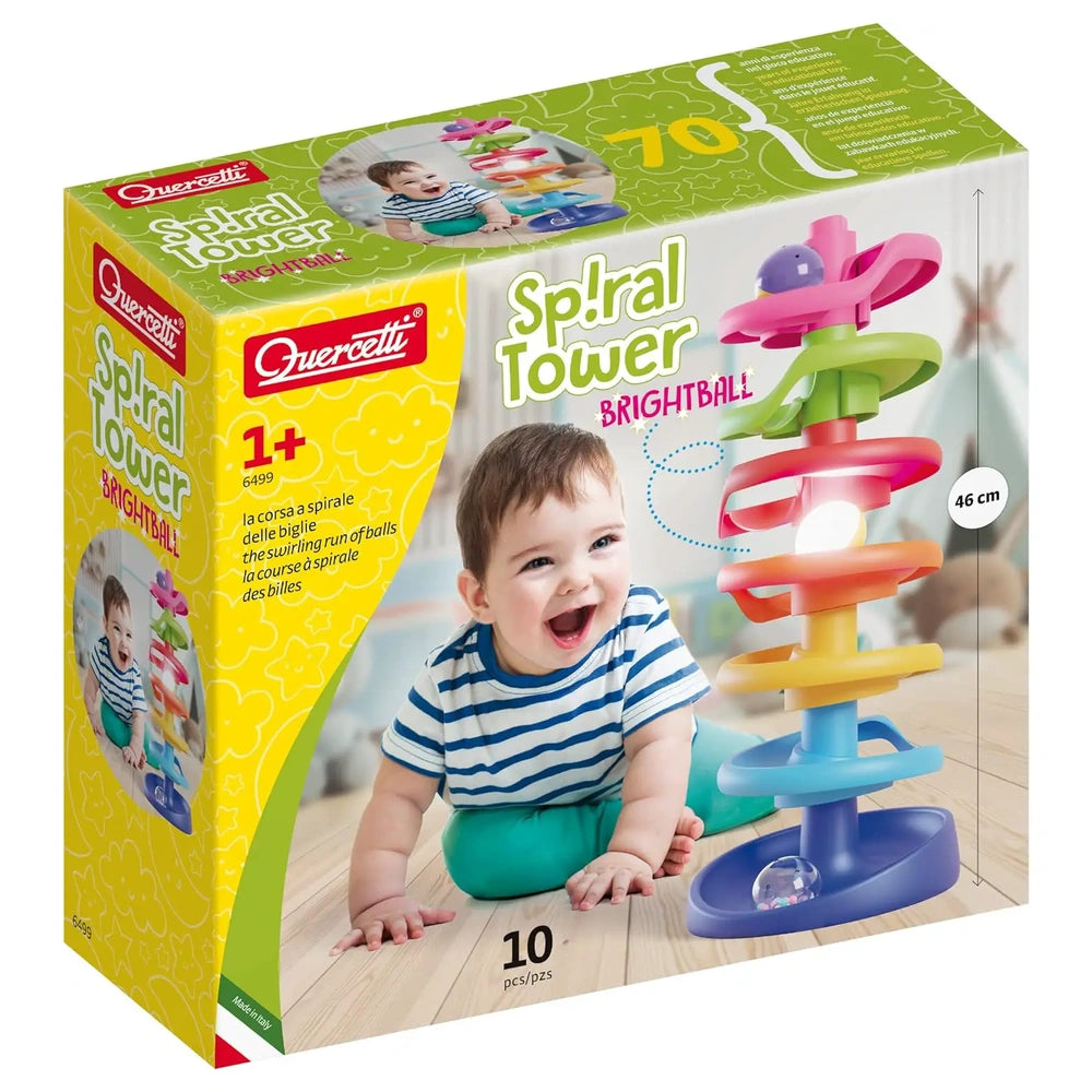 Quercetti - Juguetes de Primera Infancia - Torre Espiral Brightball - 46 cm - 1+ Años