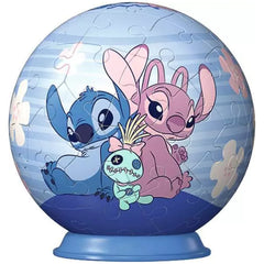 Ravensburger - Puzzle 3D Bola - Disney - Stitch - Angel - Figuras de Acción