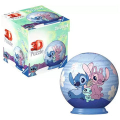 Ravensburger - Puzzle 3D Bola - Disney - Stitch - Angel - Figuras de Acción