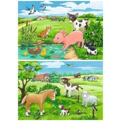 Ravensburger - Niños Animales en el Campo - 2x12 Piezas - Rompecabezas