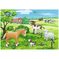 Ravensburger - Niños Animales en el Campo - 2x12 Piezas - Rompecabezas