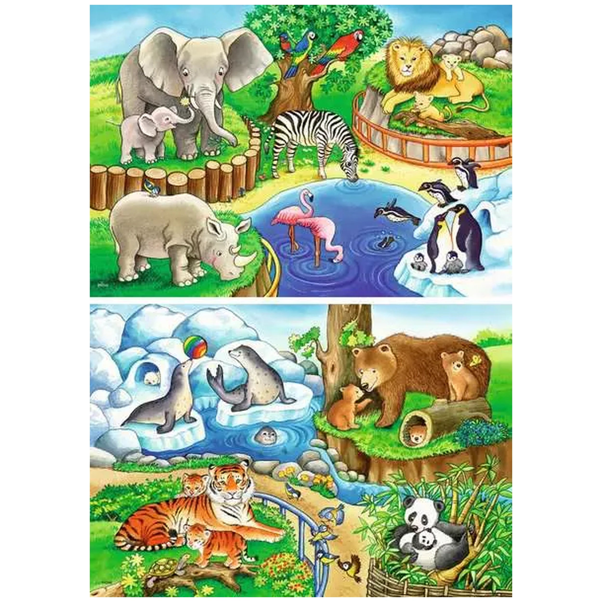 Ravensburger - Animales en el zoológico - 2x12 piezas - Rompecabezas