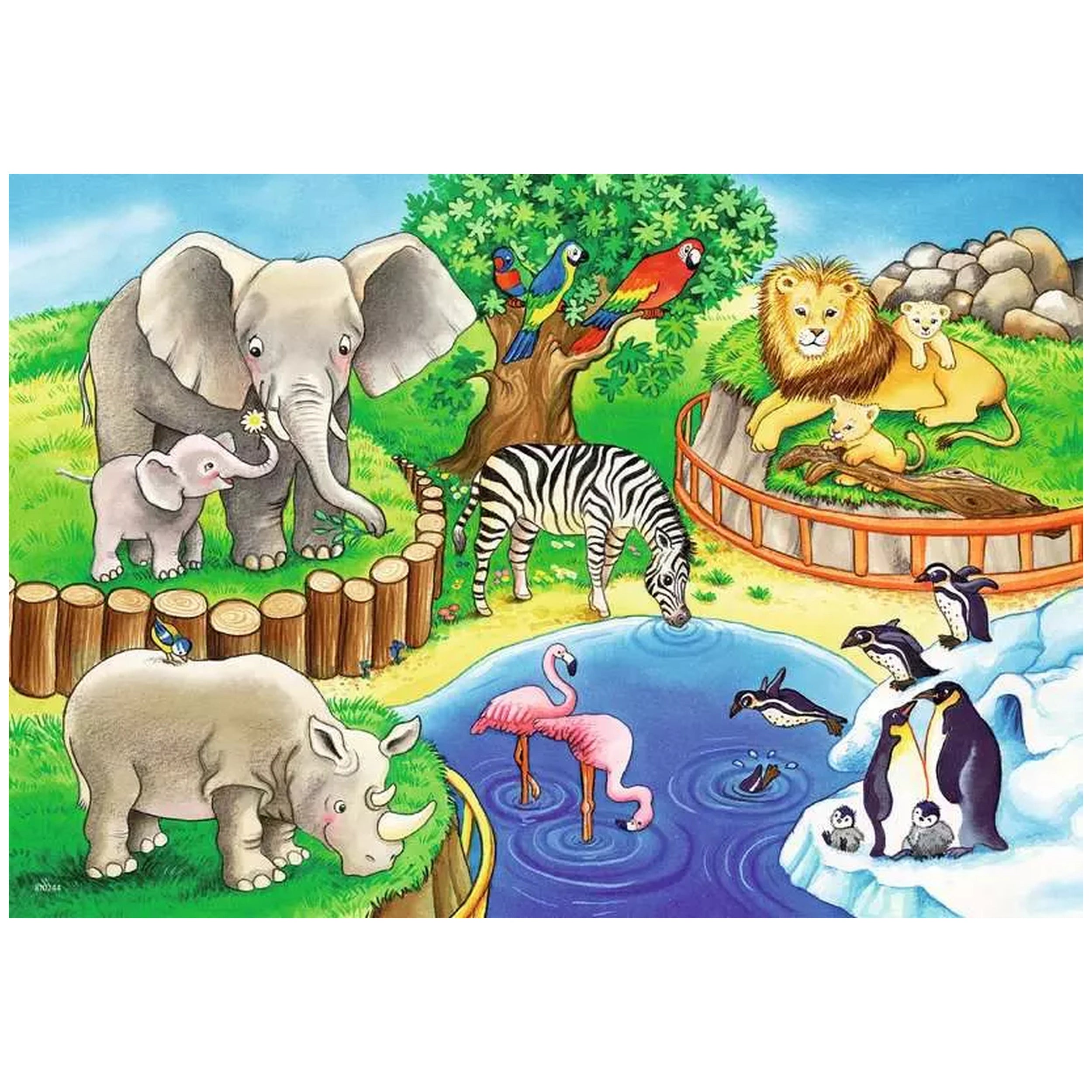 Ravensburger - Animales en el zoológico - 2x12 piezas - Rompecabezas