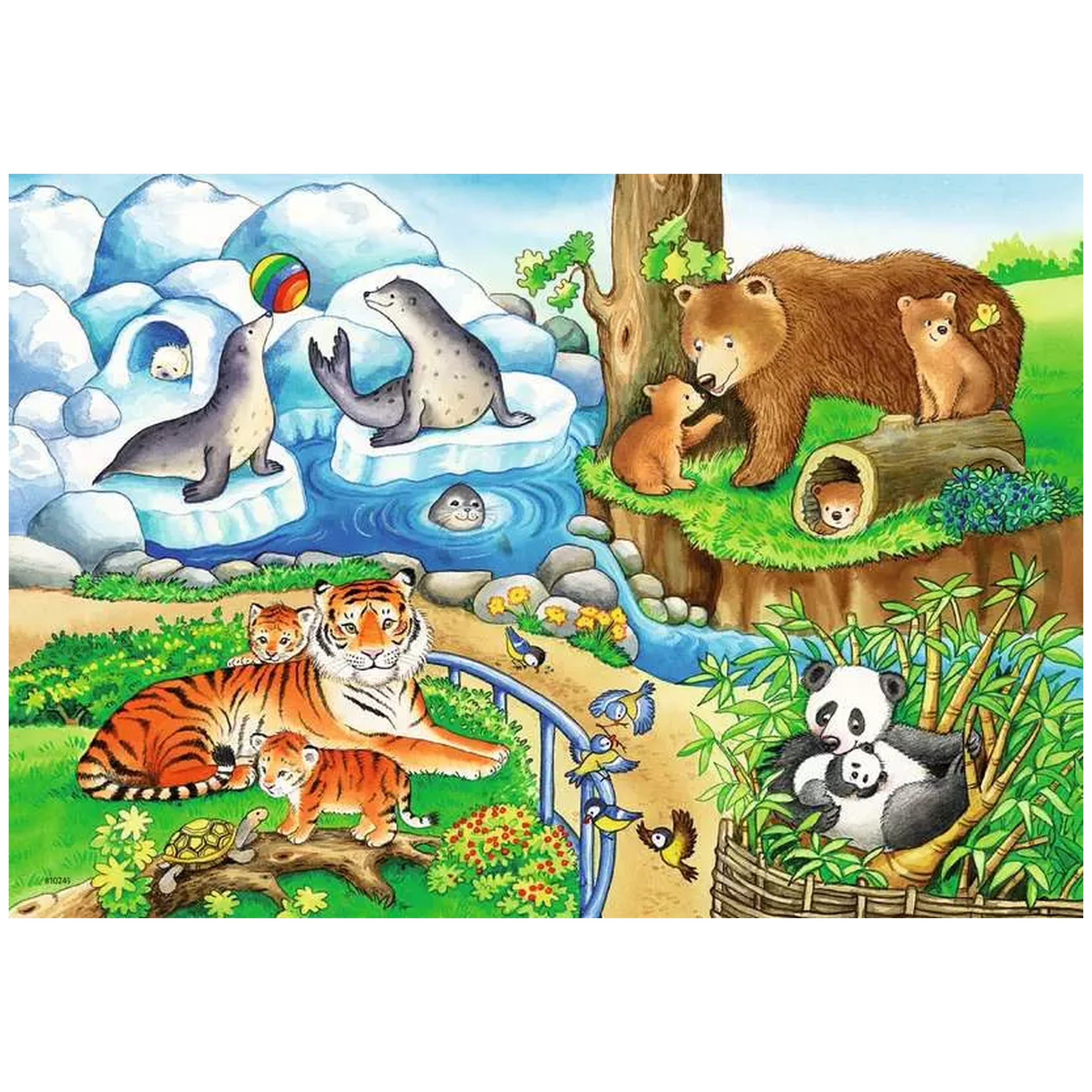 Ravensburger - Animales en el zoológico - 2x12 piezas - Rompecabezas