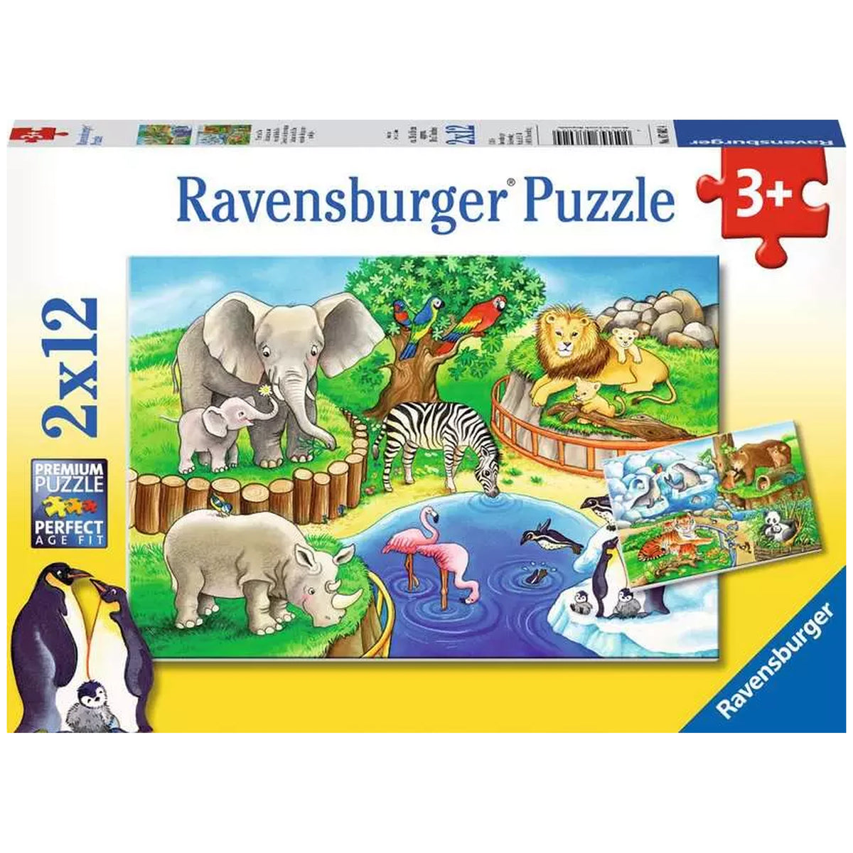 Ravensburger - Animales en el zoológico - 2x12 piezas - Rompecabezas