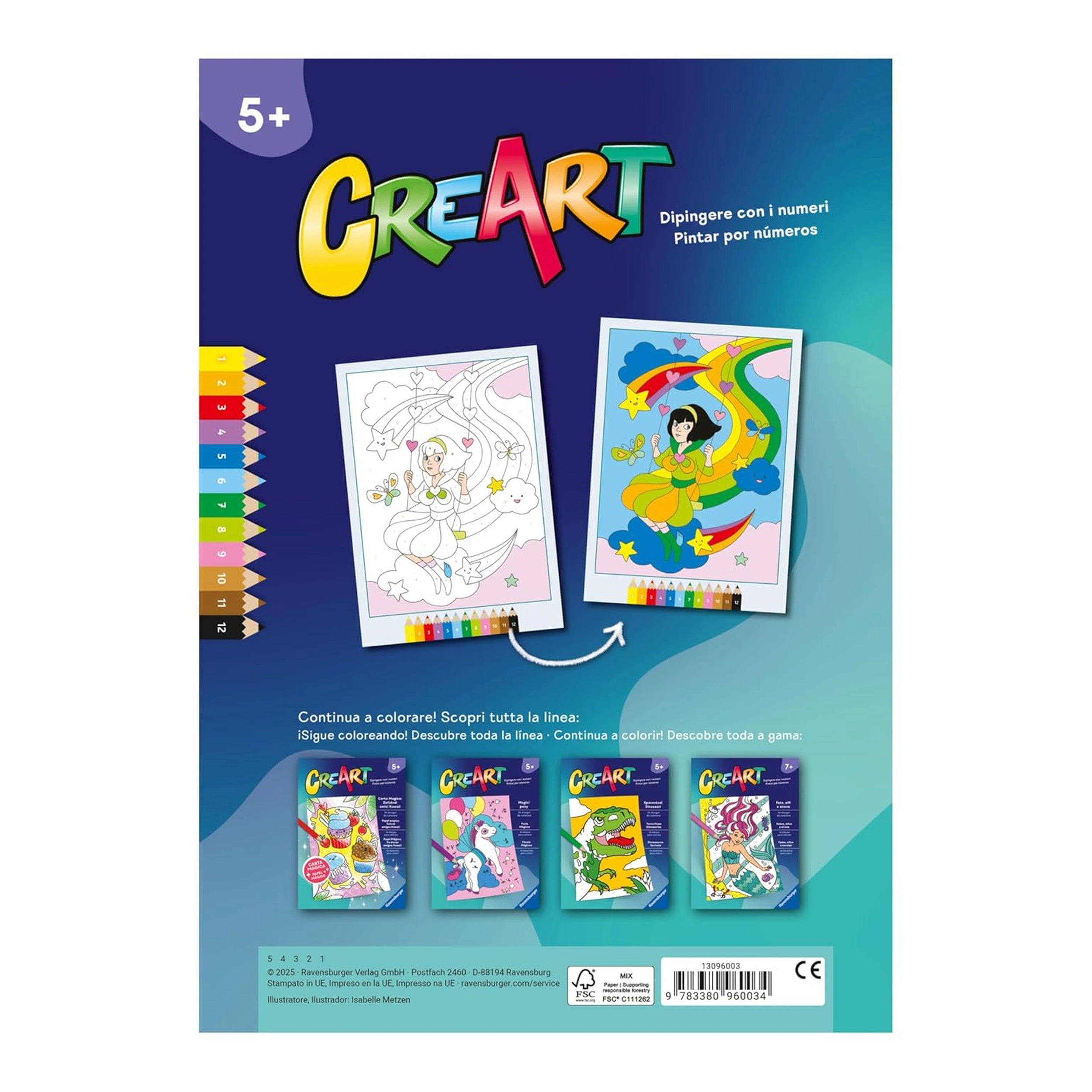 Ravensburger - CreArt - Libro de Colorear Creativo - Tierra del Arcoíris Mágico - Artes y Manualidades