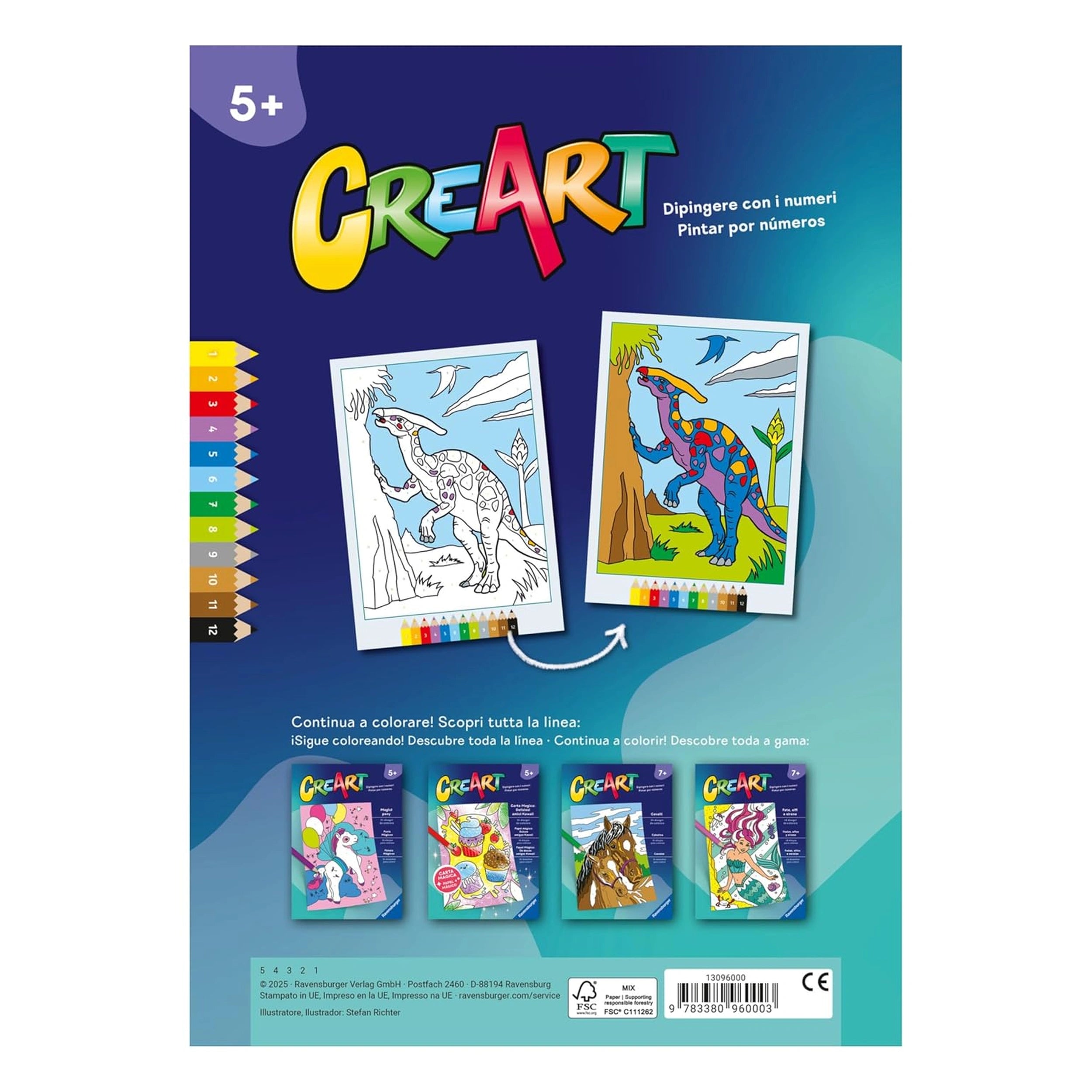 Ravensburger - CreArt - Libro de Colorear Creativo - Dinosaurios Espeluznantes - Artes y Manualidades