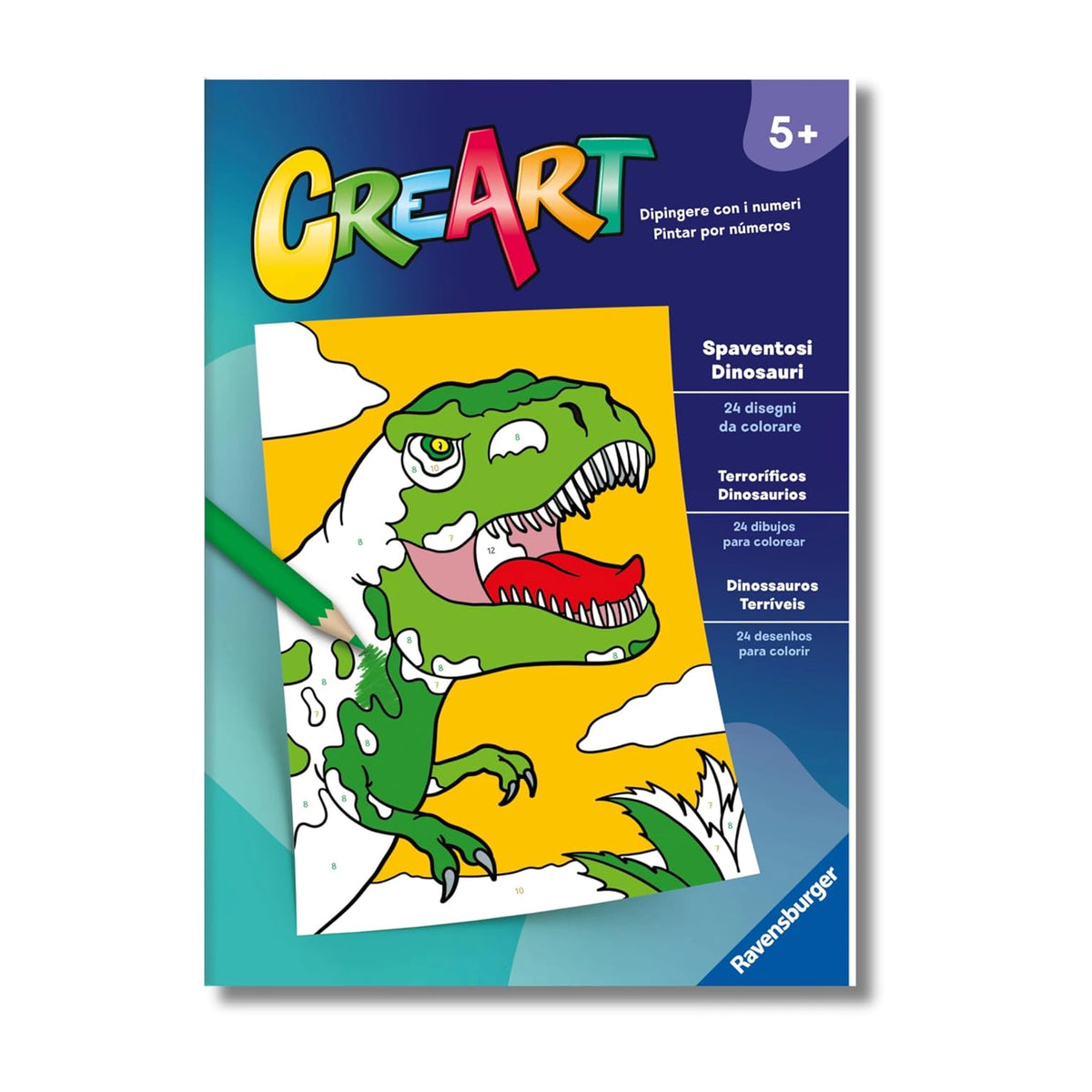 Ravensburger - CreArt - Libro de Colorear Creativo - Dinosaurios Espeluznantes - Artes y Manualidades
