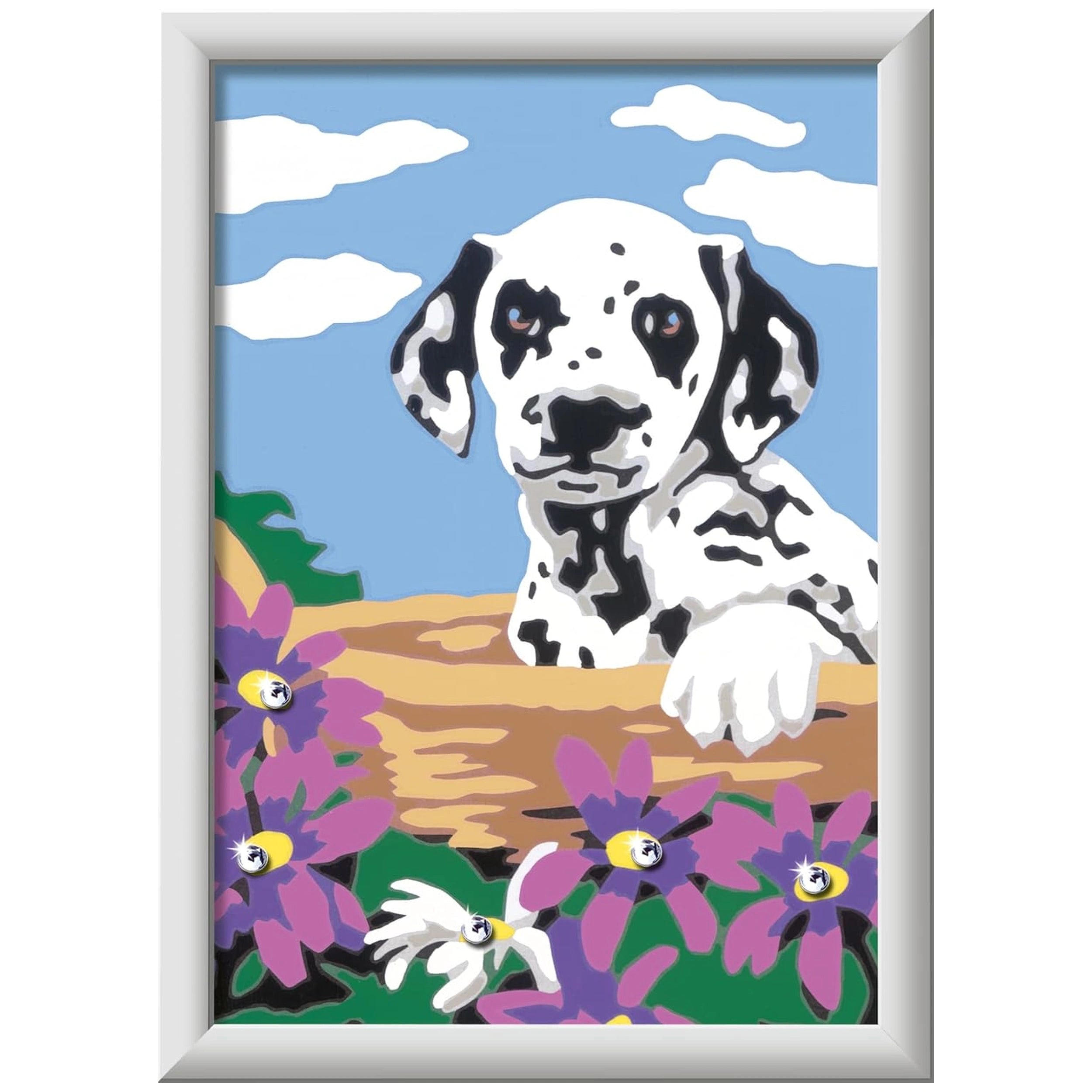 Ravensburger - Creart Dálmata con Flores - Pintura por Números - Artes y Manualidades