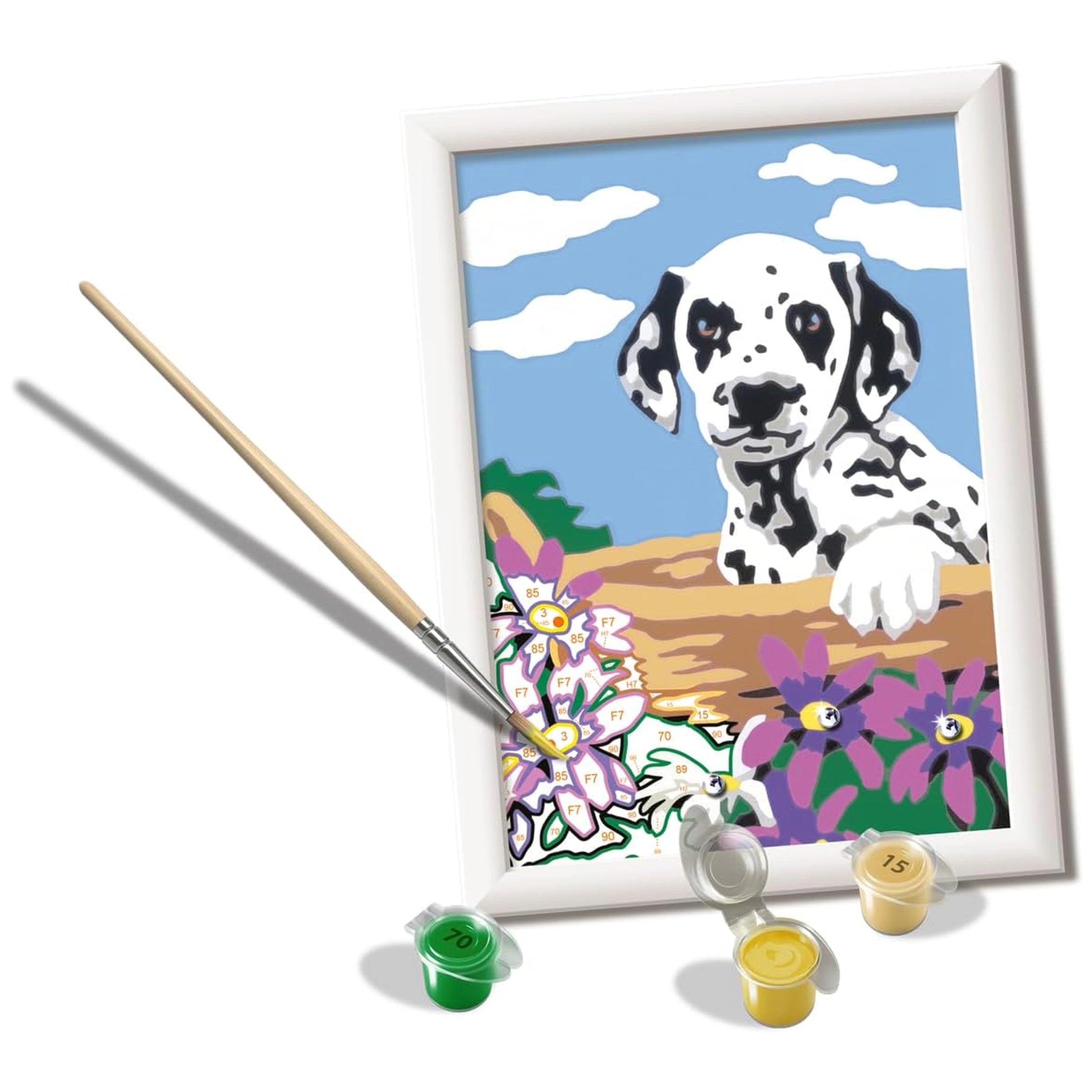 Ravensburger - Creart Dálmata con Flores - Pintura por Números - Artes y Manualidades