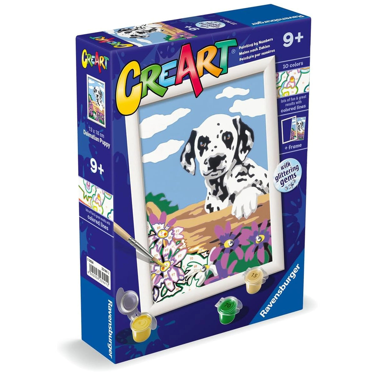 Ravensburger - Creart Dálmata con Flores - Pintura por Números - Artes y Manualidades
