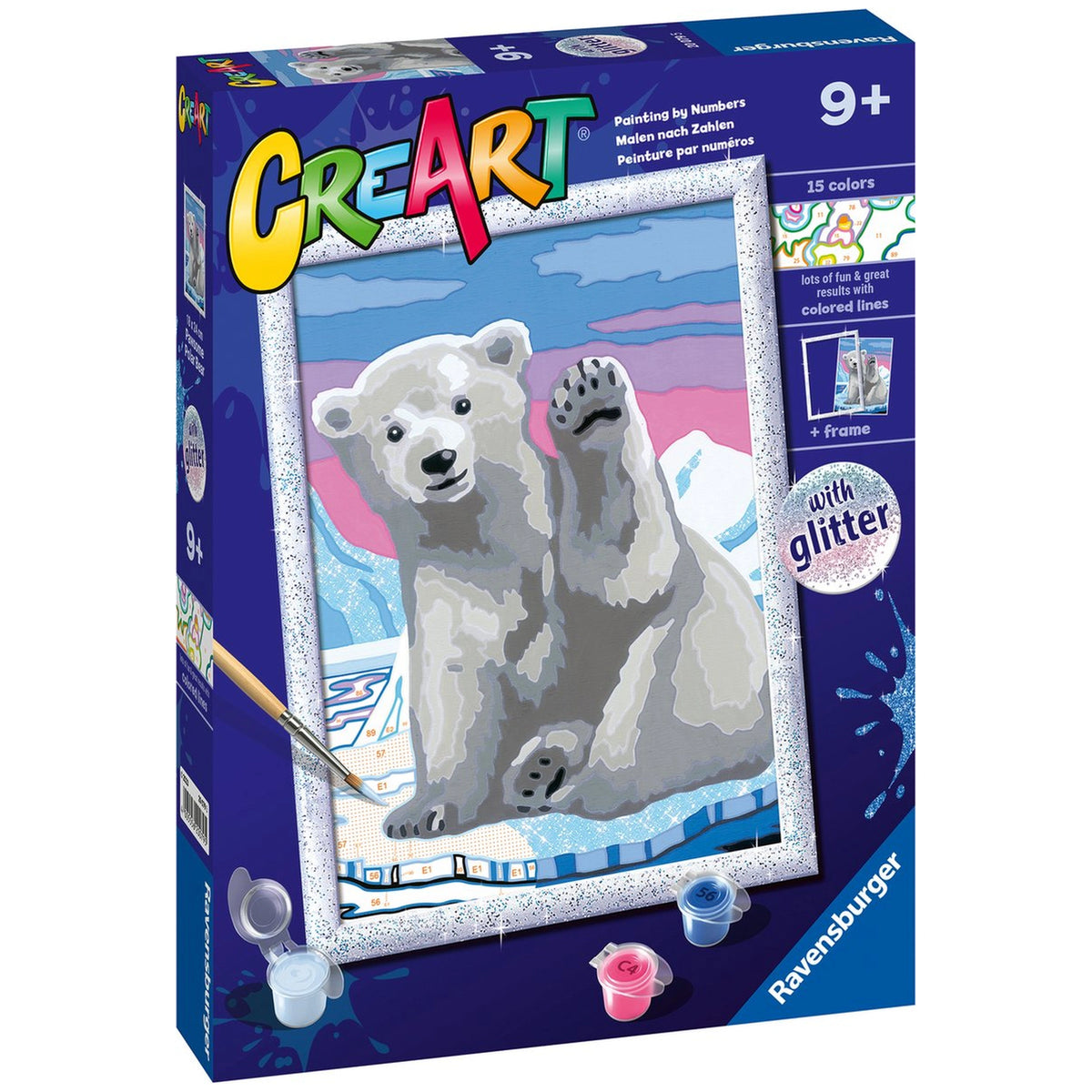 Ravensburger - Creart Pawsome Polar Bear - Pintura por Números - Artes y Manualidades