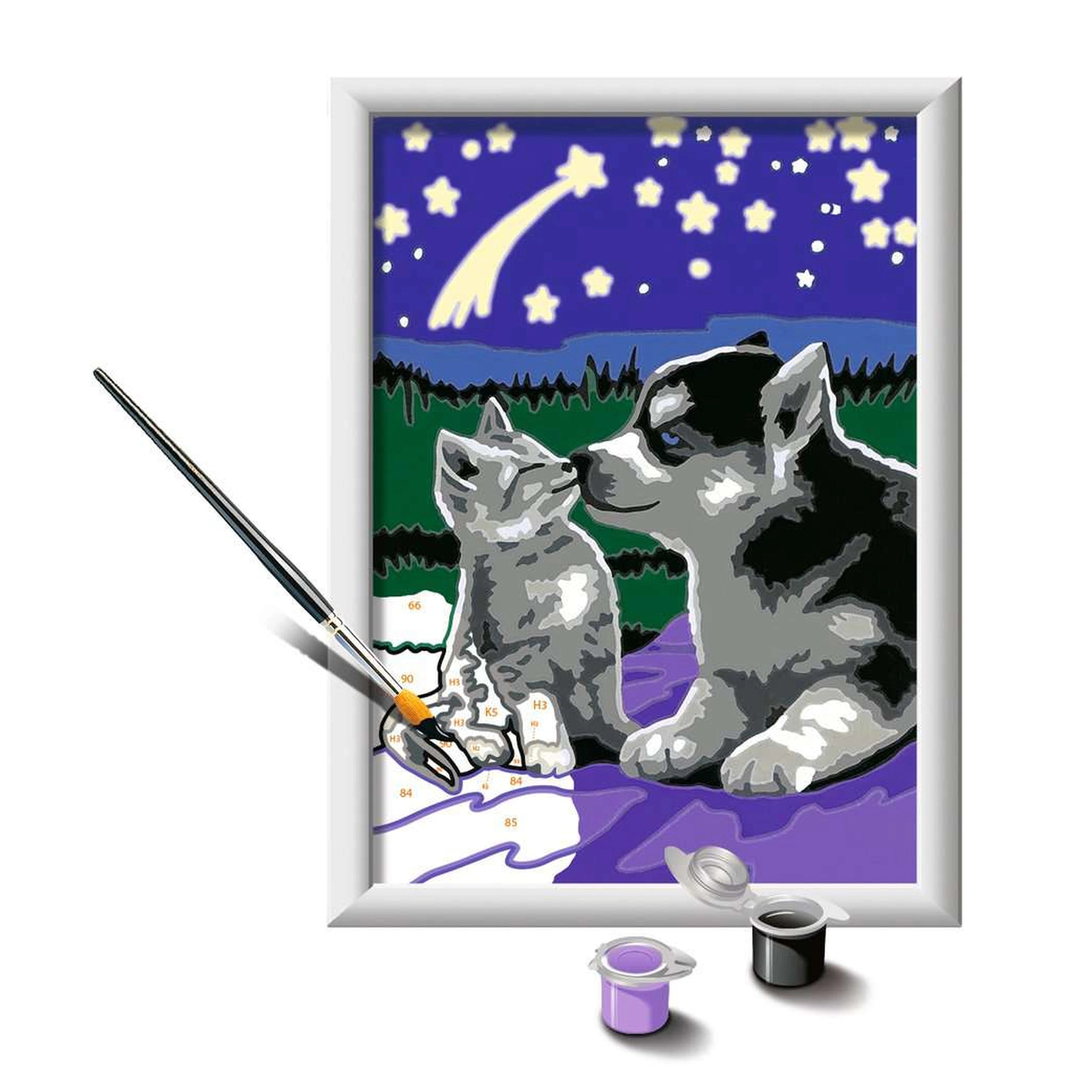 Ravensburger - Creart Cachorros Bajo las Estrellas - Pintura por Números - Artes y Manualidades