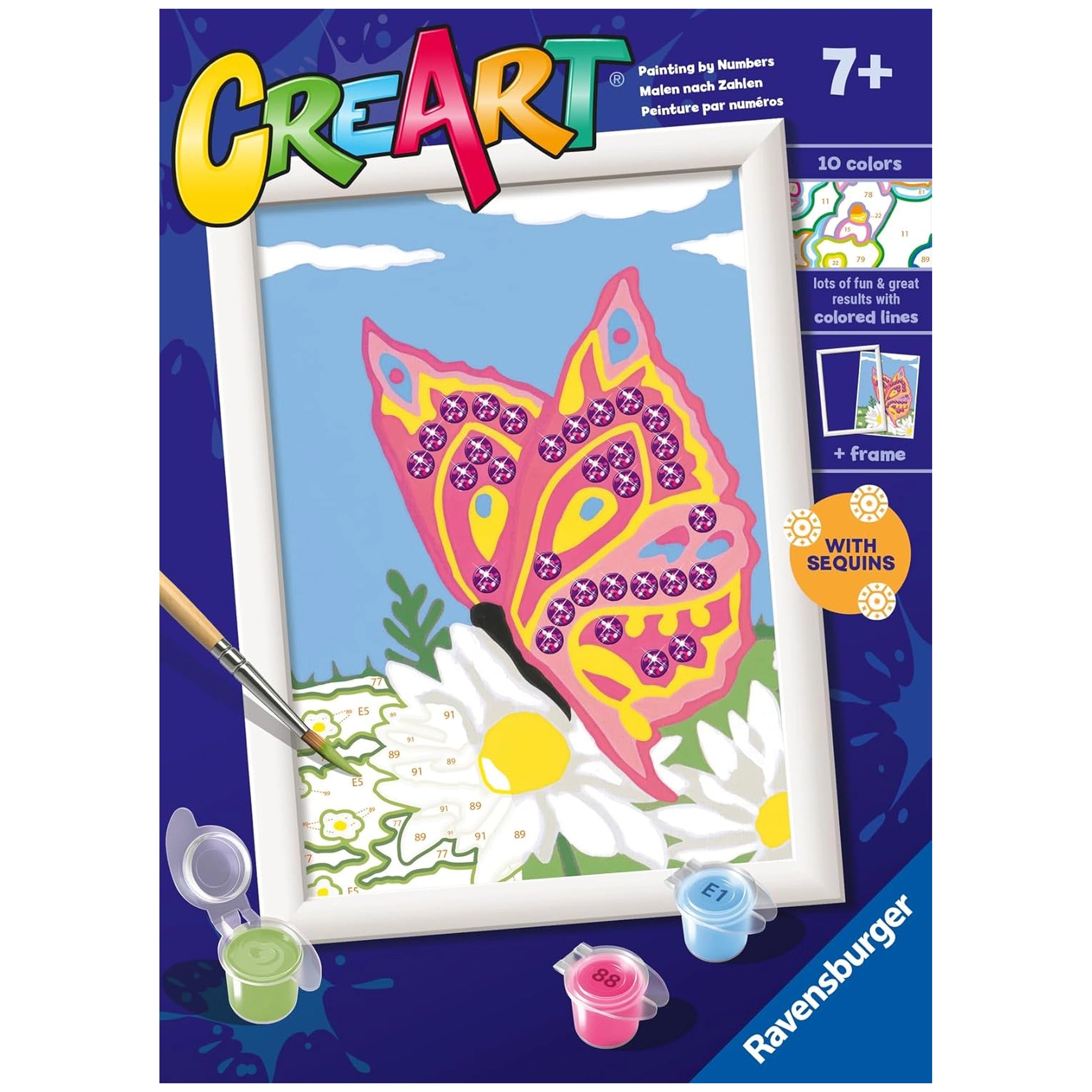 Ravensburger - Creart Mariposas Brillantes - Pintura por Números - Artes y Manualidades