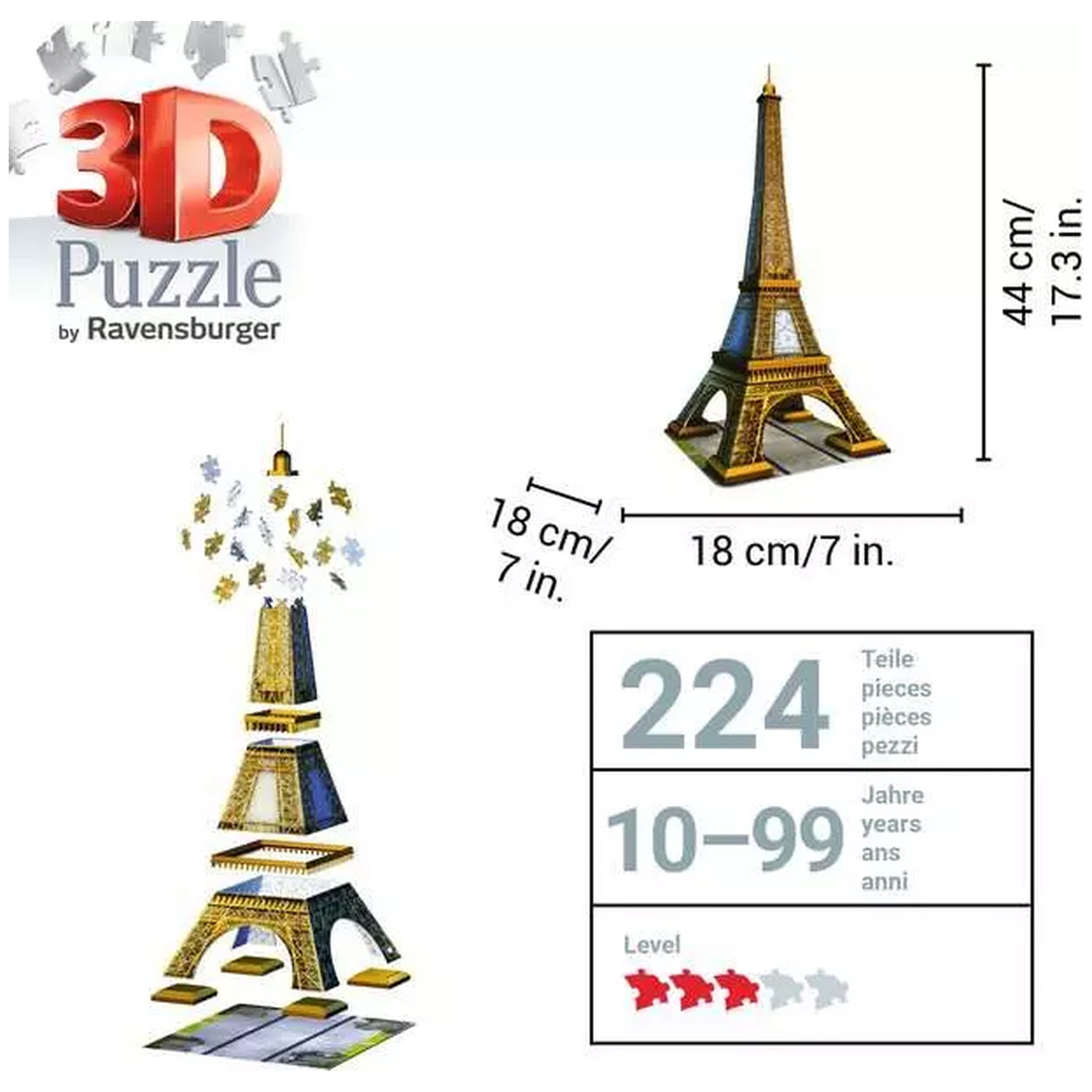 Ravensburger - Torre Eiffel - 216 Piezas - Rompecabezas 3D