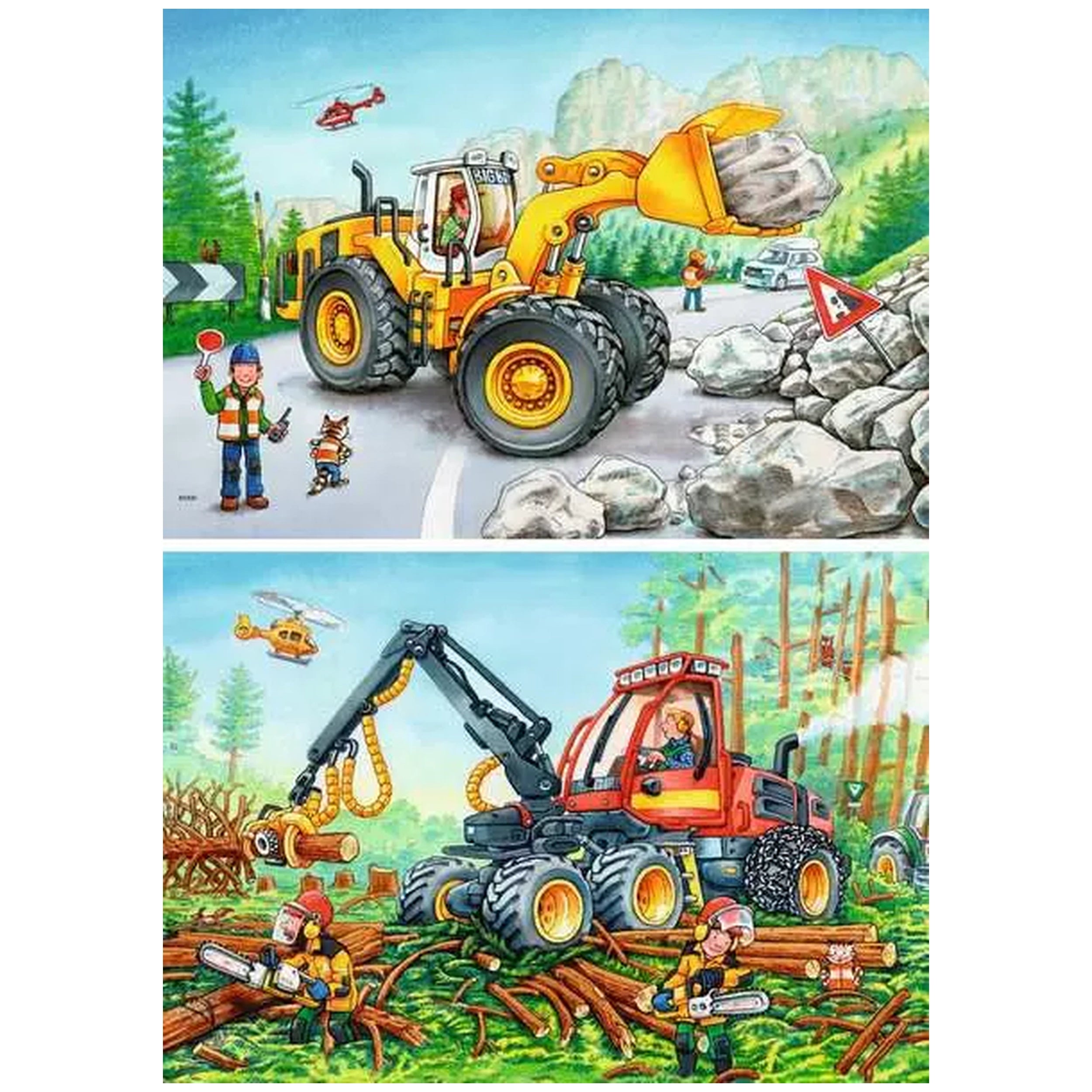 Ravensburger - Excavadora y Tractor de Bosque - 2x24 Piezas - Rompecabezas