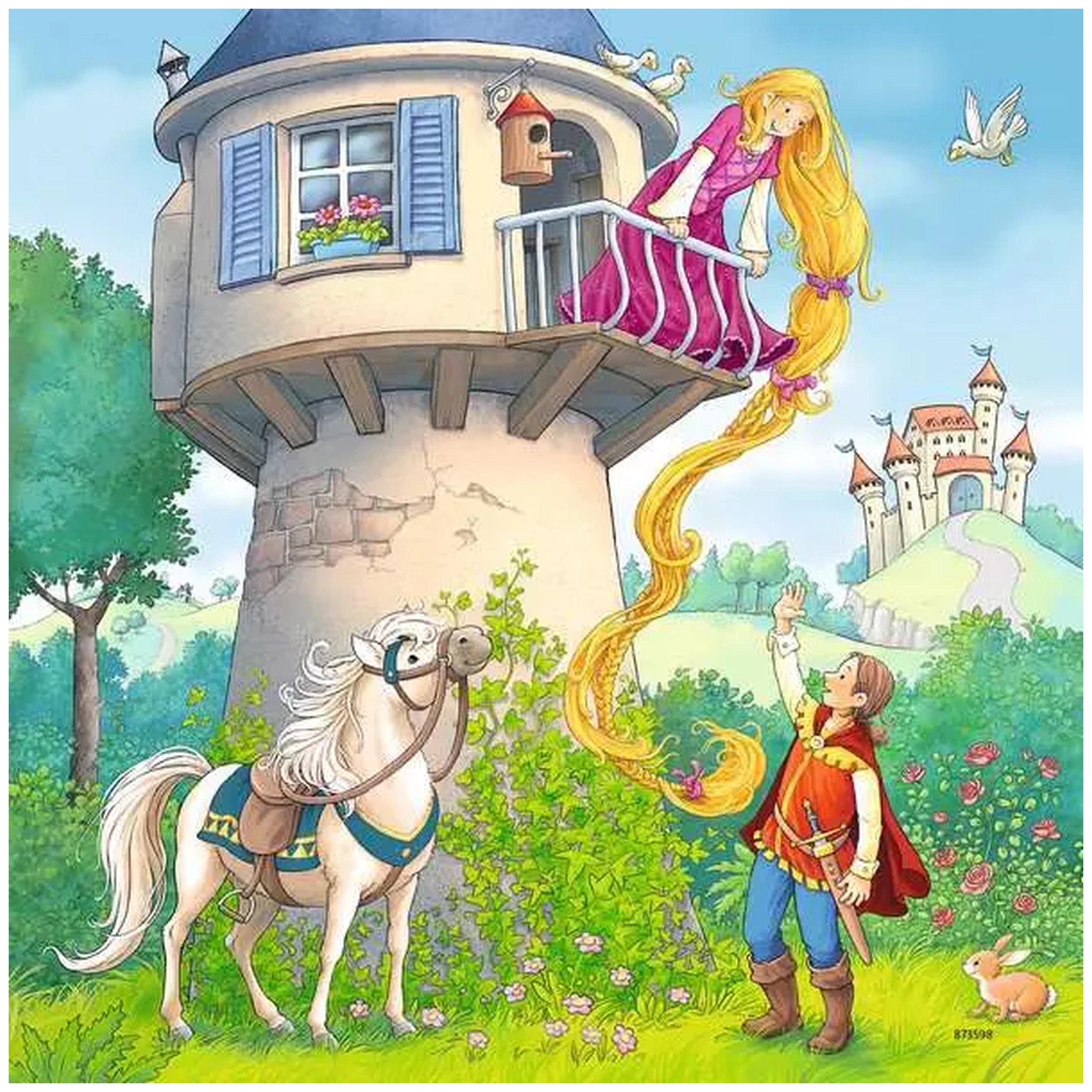 Ravensburger - Cuentos de hadas - Rapunzel, Caperucita Roja y El Príncipe Rana - 3x49 Piezas - Puzzles