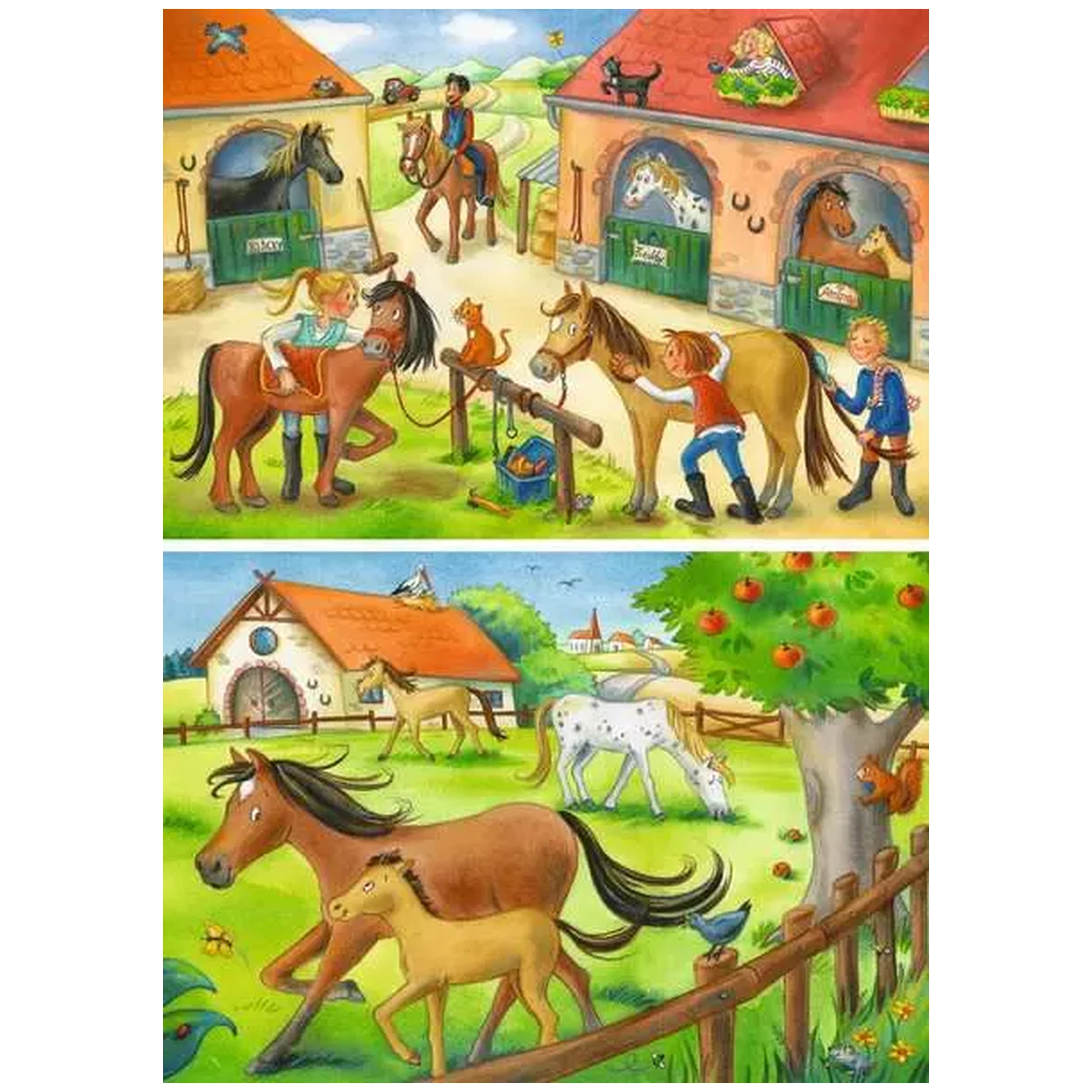 Ravensburger - Vacaciones en la Granja de Caballos - 2x12 Piezas - Rompecabezas