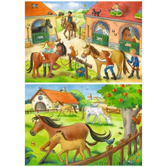 Ravensburger - Vacaciones en la Granja de Caballos - 2x12 Piezas - Rompecabezas