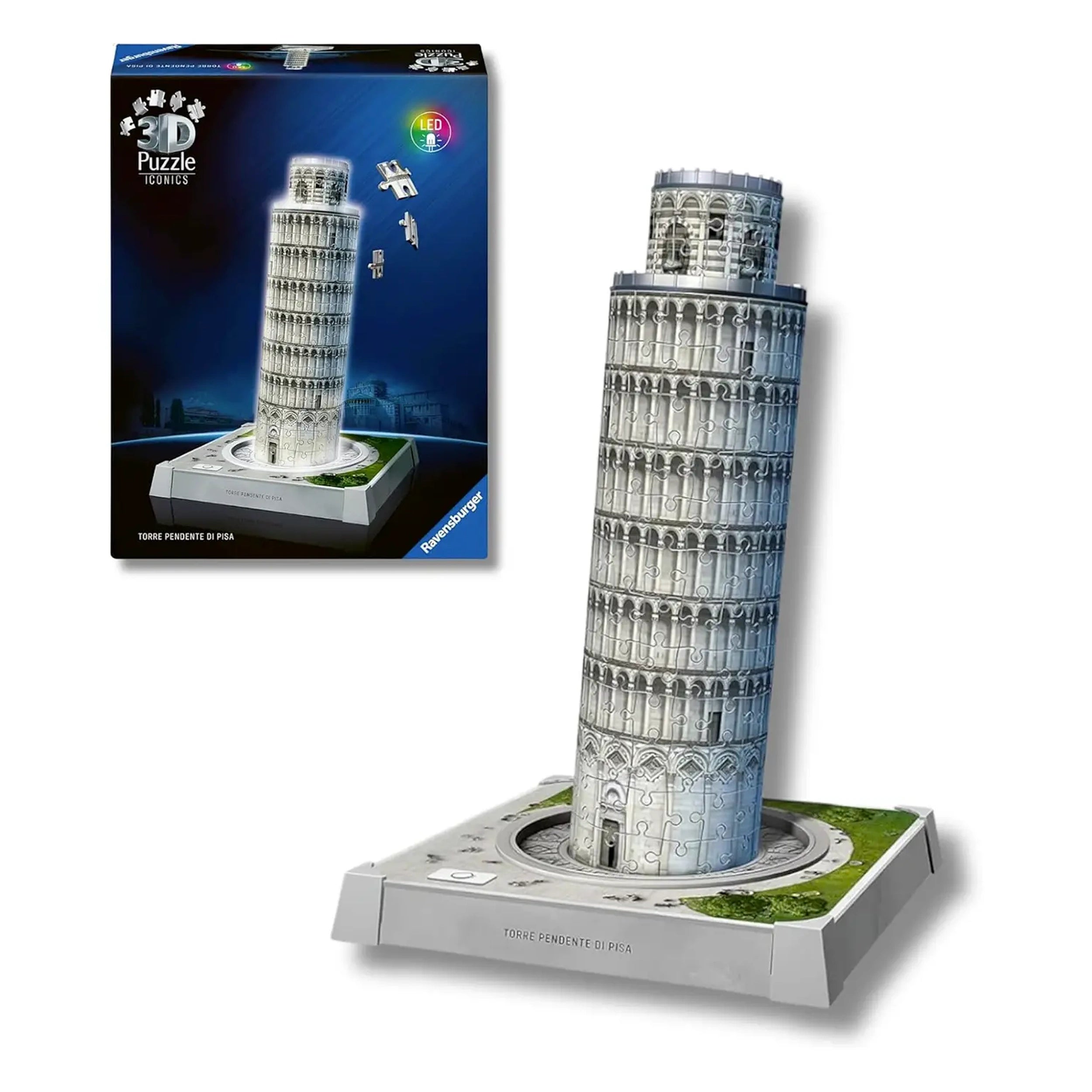 Ravensburger - Iconics Puzzle 3D Torre Inclinada de Pisa Edición LED 231 Pzs - Puzzles