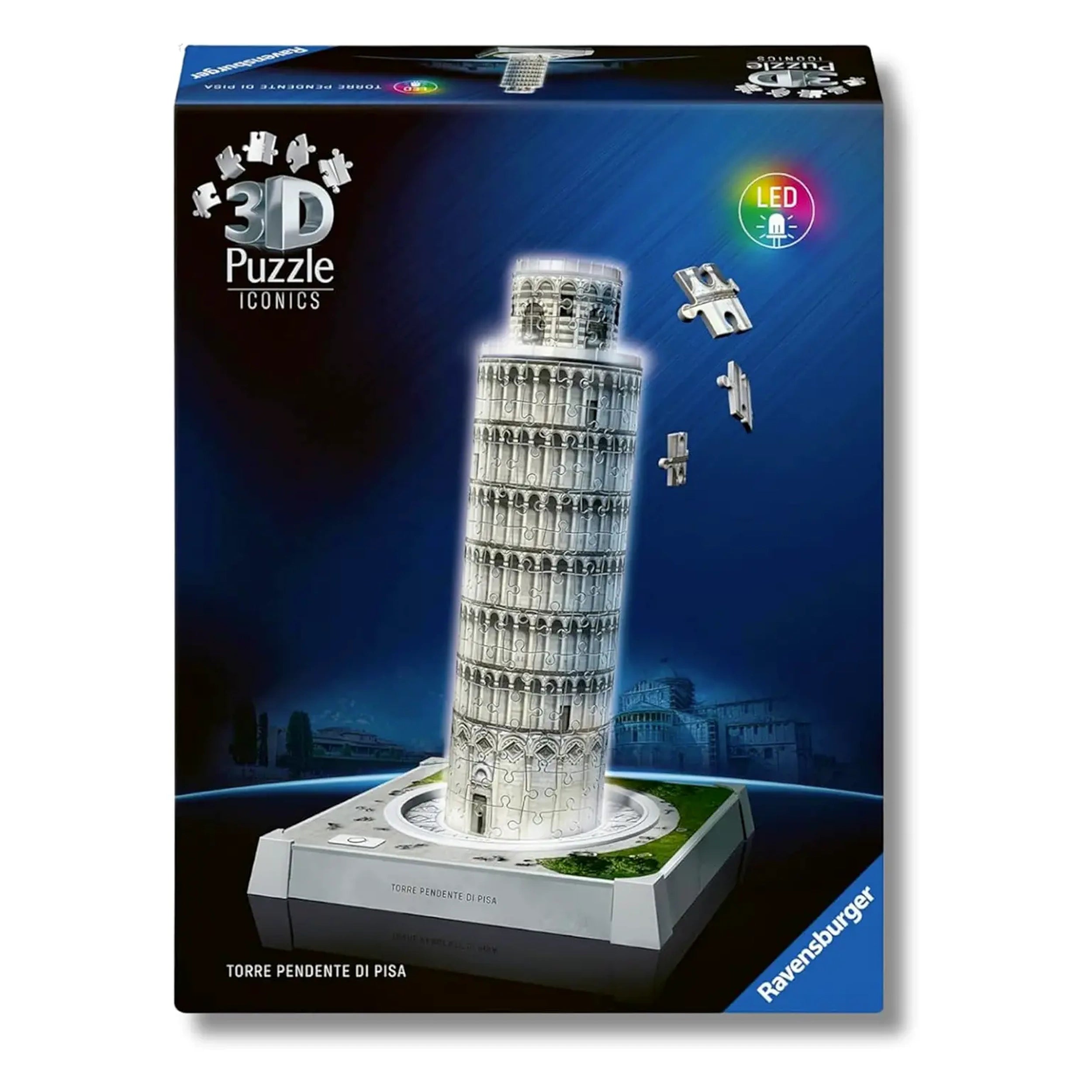 Ravensburger - Iconics Puzzle 3D Torre Inclinada de Pisa Edición LED 231 Pzs - Puzzles