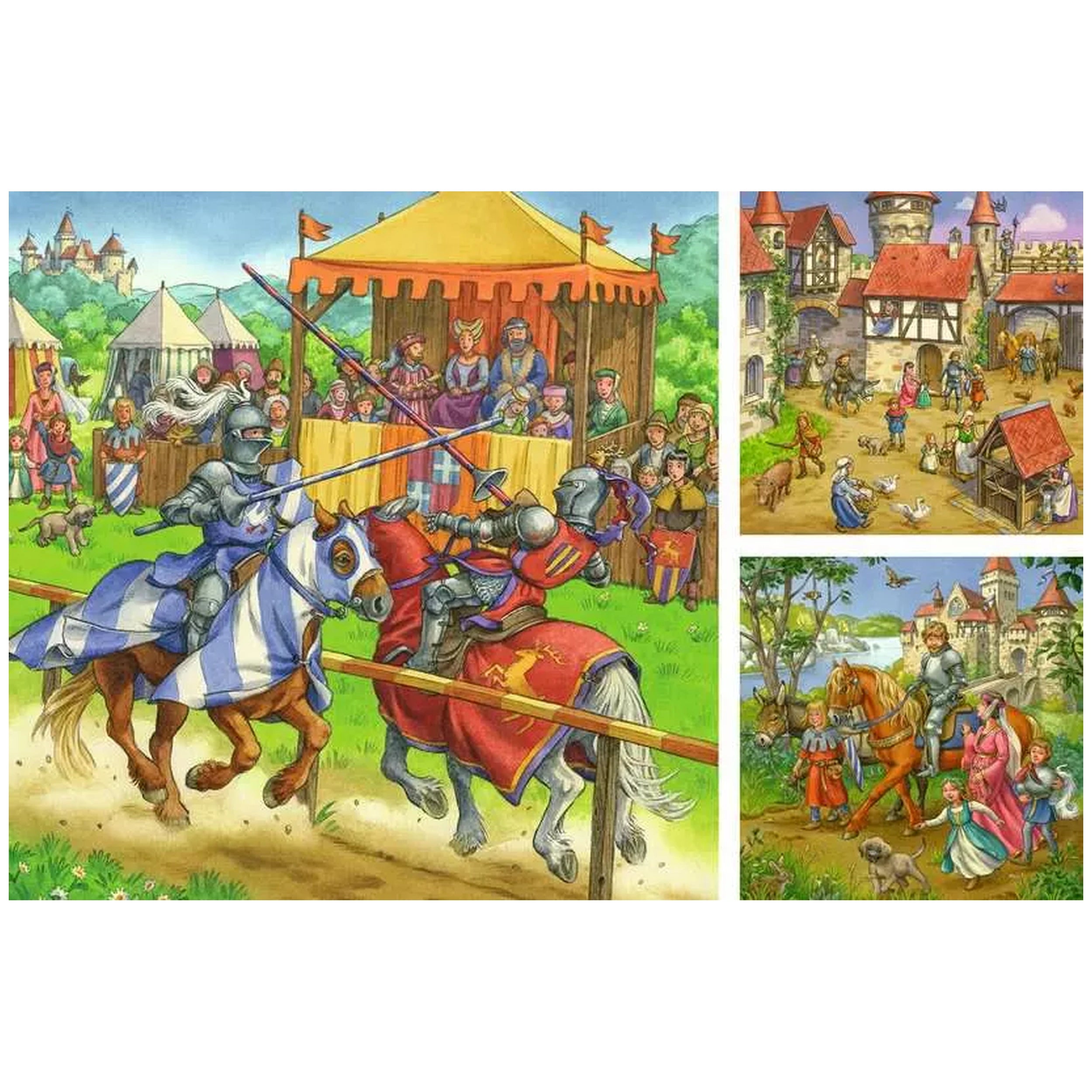 Ravensburger - Torneo de Caballeros en la Edad Media - 3x49 Piezas - Rompecabezas