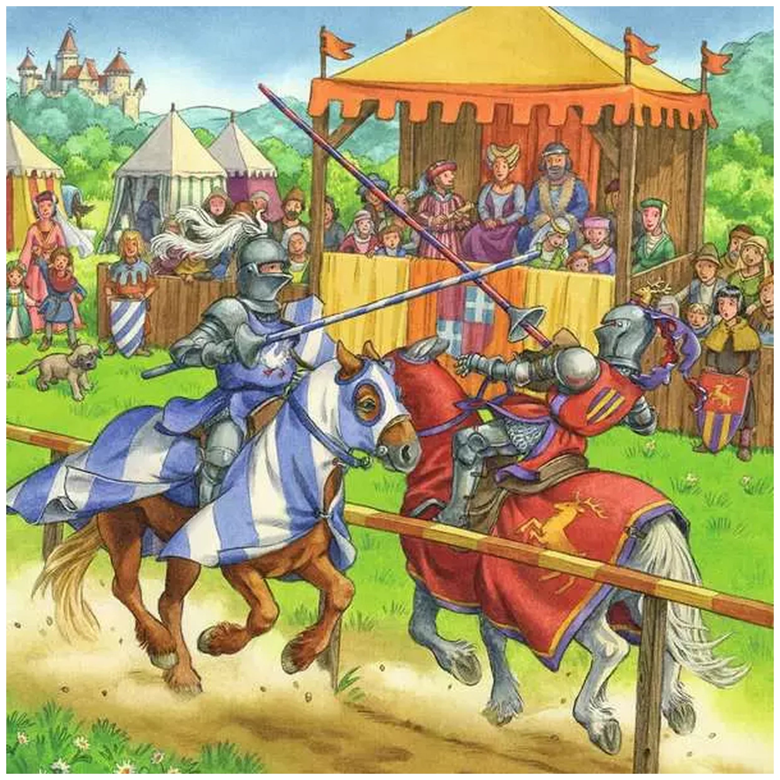 Ravensburger - Torneo de Caballeros en la Edad Media - 3x49 Piezas - Rompecabezas