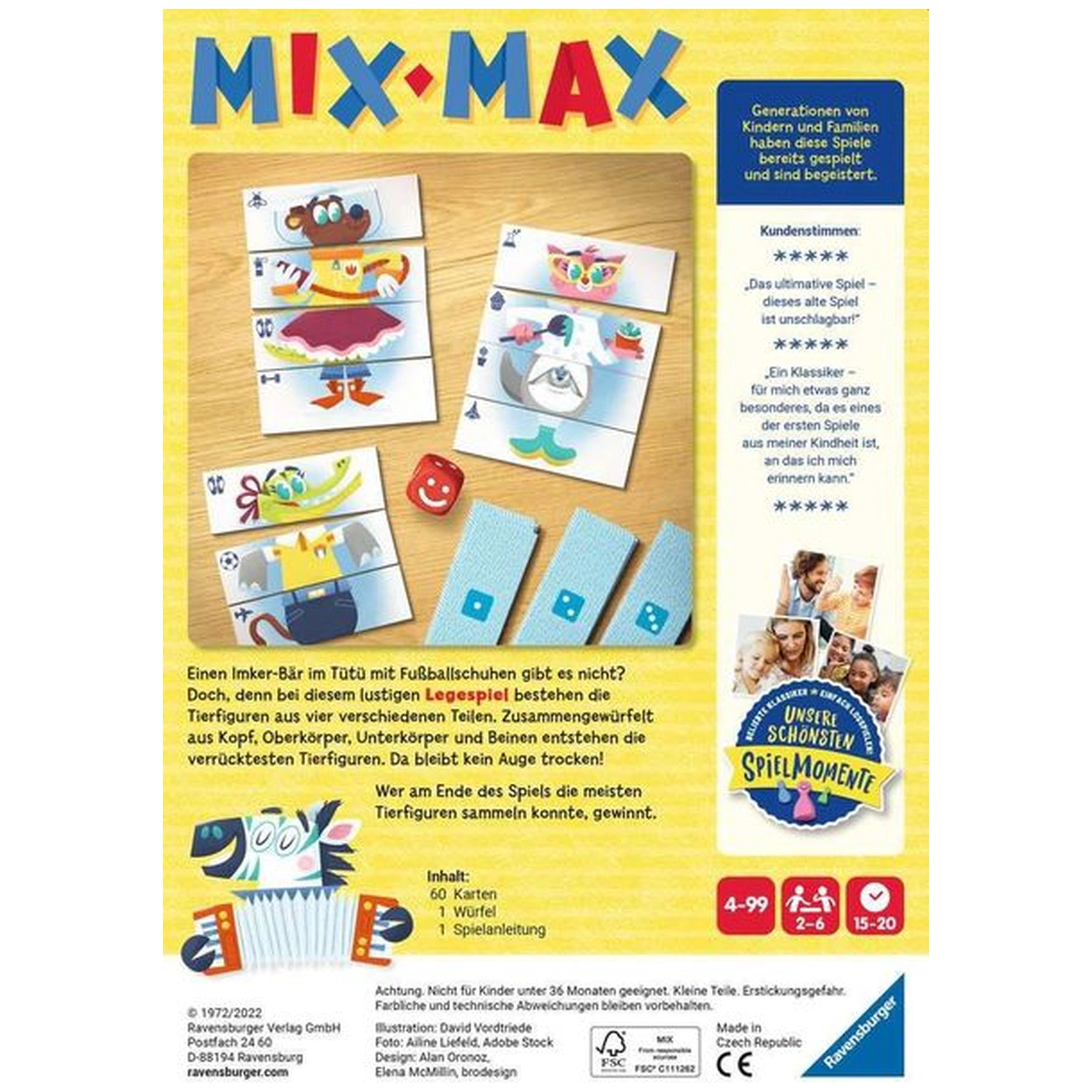 Ravensburger - Juego de Azulejos Mix Max Animal - Juego de Mesa - Edición Alemana