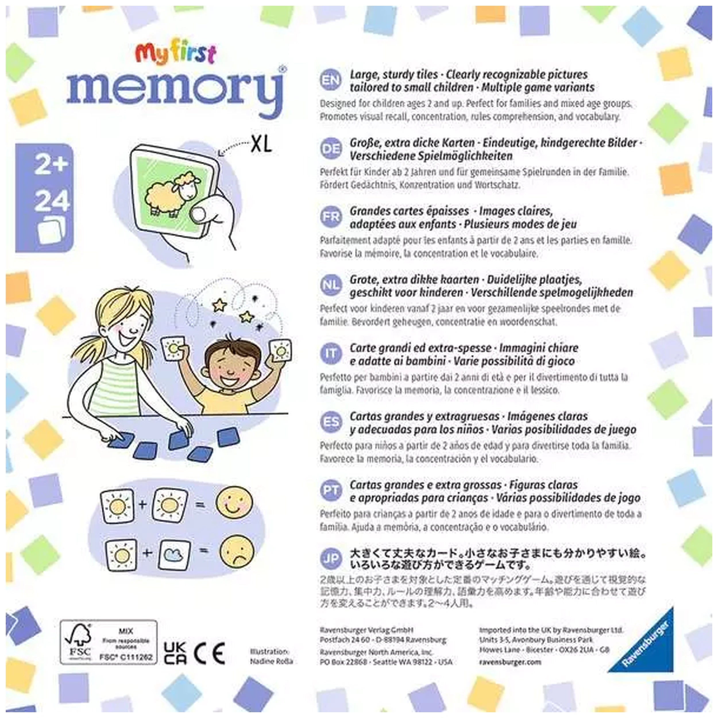 Ravensburger - Mi Primer Juego de Memoria Vehículos - Juego de Cartas - Instrucciones en Varios Idiomas