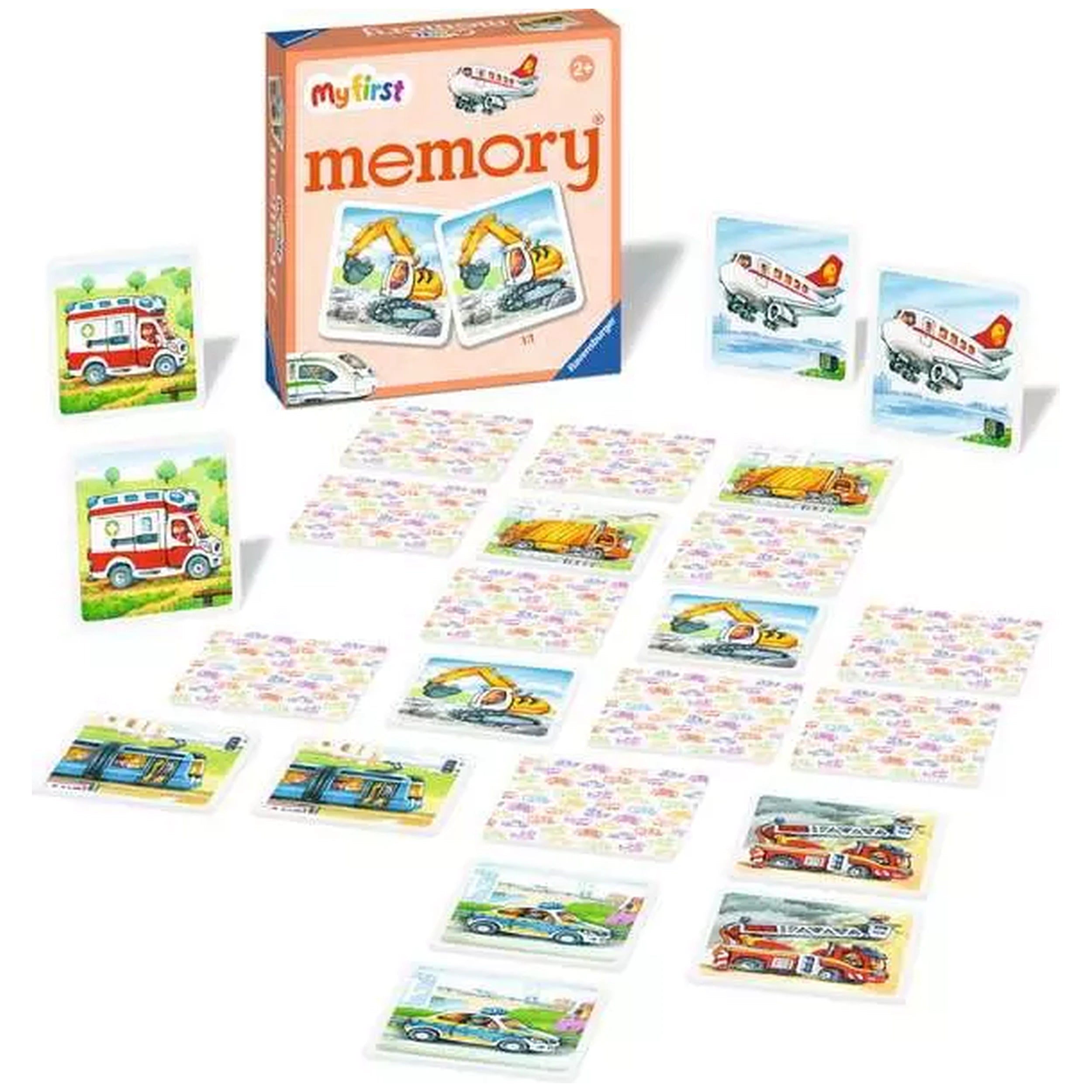 Ravensburger - Mi Primer Juego de Memoria Vehículos - Juego de Cartas - Instrucciones en Varios Idiomas