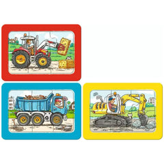 Ravensburger - Mis Primeros Rompecabezas - Excavadoras, Tractores y Camiones de Volteo - 3X6 Piezas - Rompecabezas