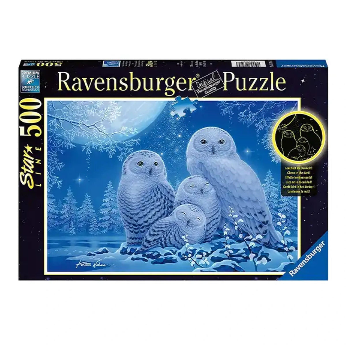 Ravensburger - Búhos en la luz de la luna Starline - 500 piezas - Puzzle