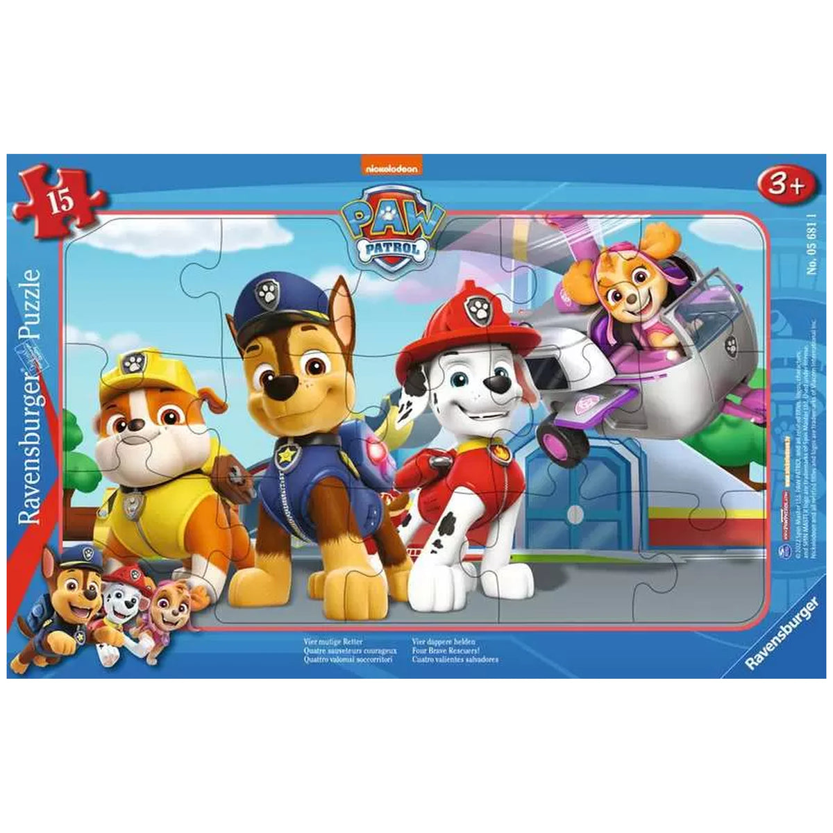 Ravensburger - Paw Patrol - Cuatro valientes rescatistas - 15 piezas - Puzzles