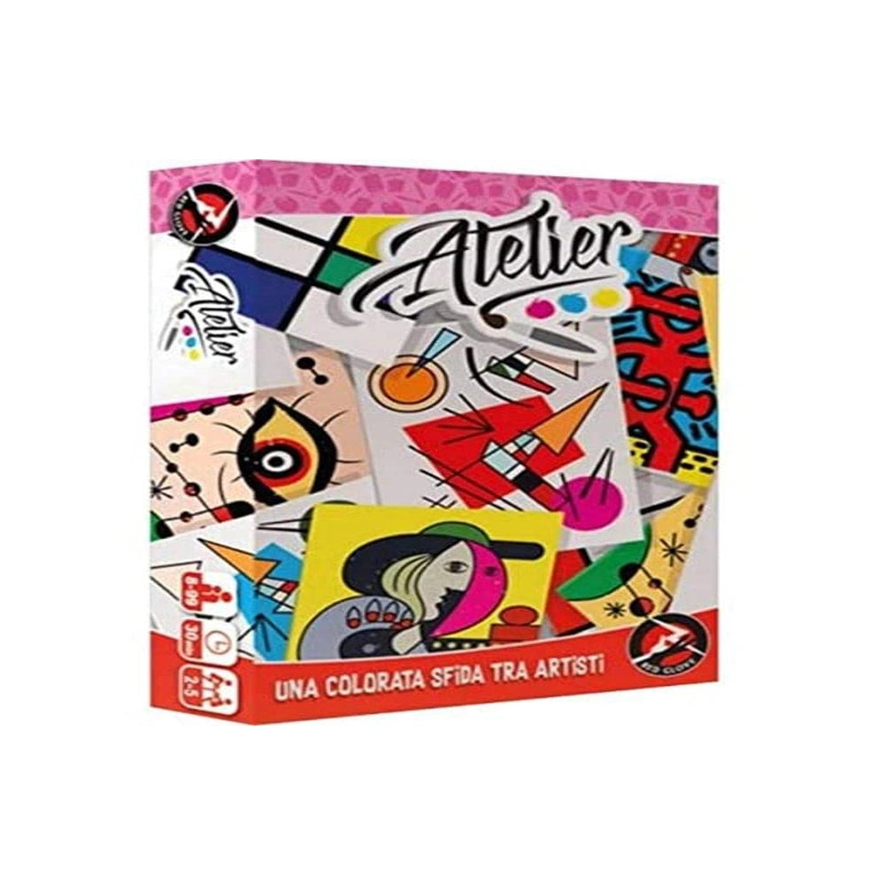 Red Glove - Atelier Board Game Ages 8+ - Creative Art Studio Strategy Card Game for 2-5 Players with 110 Paint Palette & Canvas Drafting Cards - RG2065 - Italian Edition