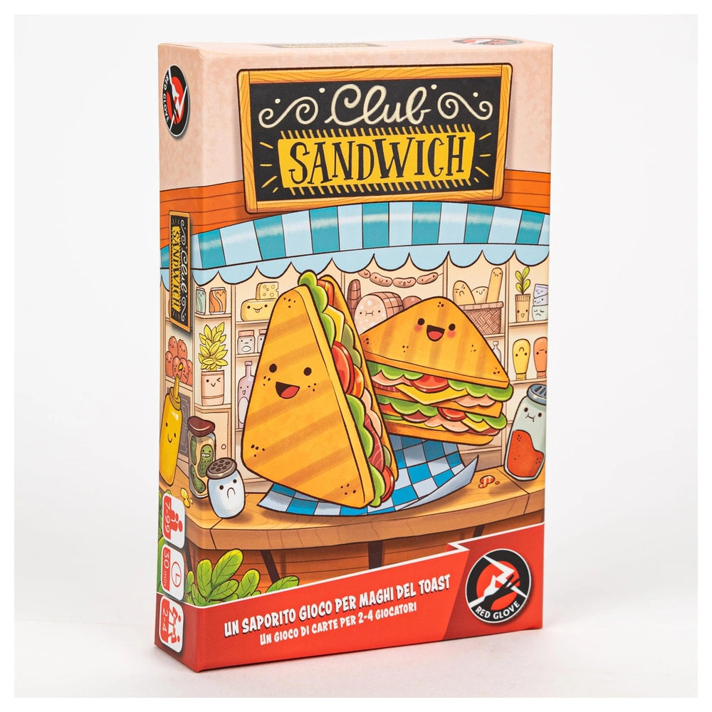 Red Glove - Club Sandwich Board Game Ages 8+ - Fast-Paced Food Truck Memory & Bluffing Card Game for 2-4 Players with 73 Triangular Cards - RG2084 - Italian Edition