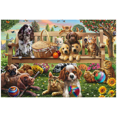SCHMIDT SPIELE - Picnic en el Jardín para Perros y Gatos Puzzle de 200 Piezas - Puzzles
