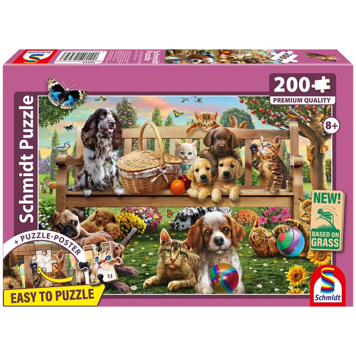 SCHMIDT SPIELE - Picnic en el Jardín para Perros y Gatos Puzzle de 200 Piezas - Puzzles