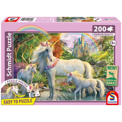 SCHMIDT SPIELE - Yegua Unicornio con Dos Potros 200 Pzs Rompecabezas para Niños - Rompecabezas
